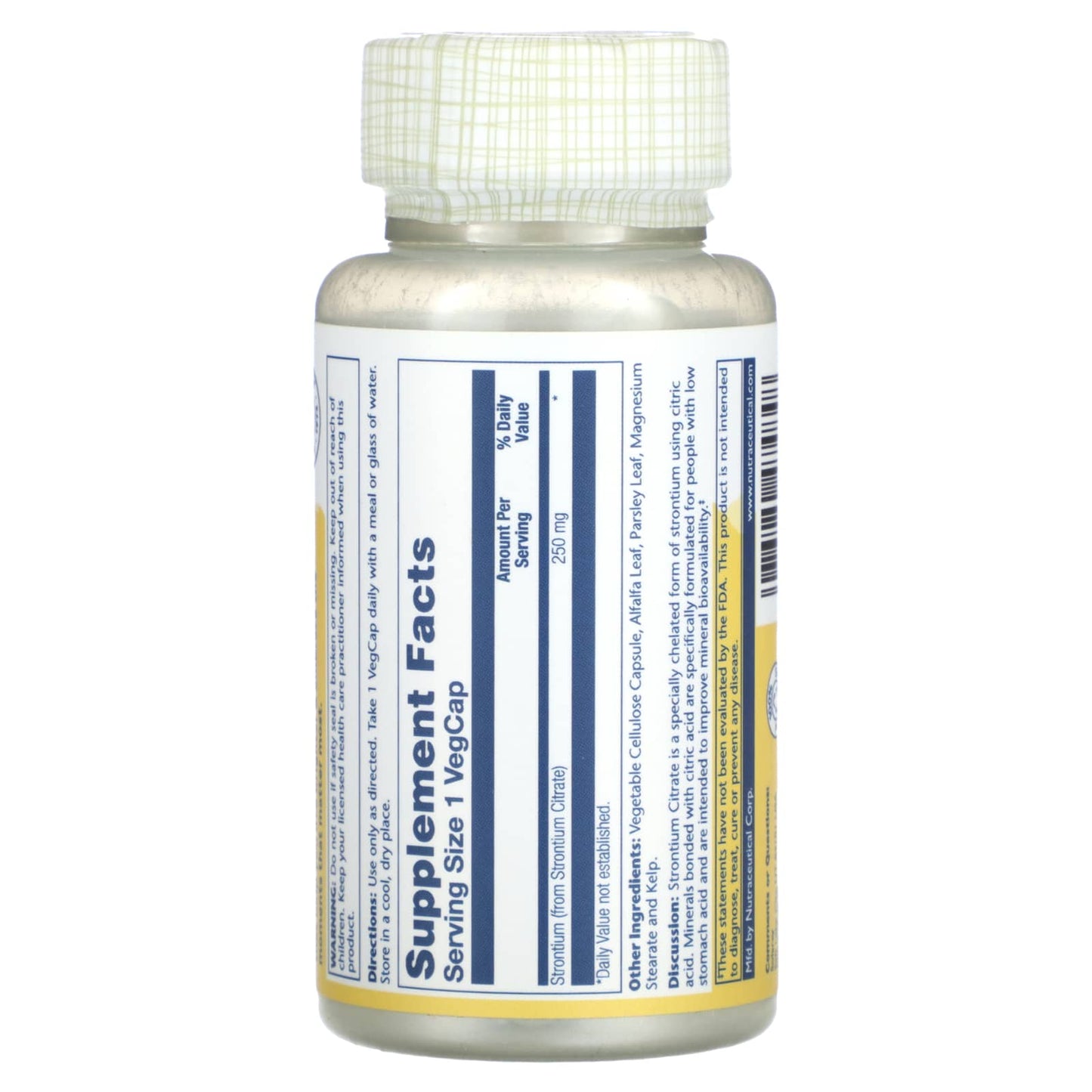 Solaray, Strontium Citrate, 250 mg, 60 VegCaps UPC 076280474848 | HiLife Vitamins