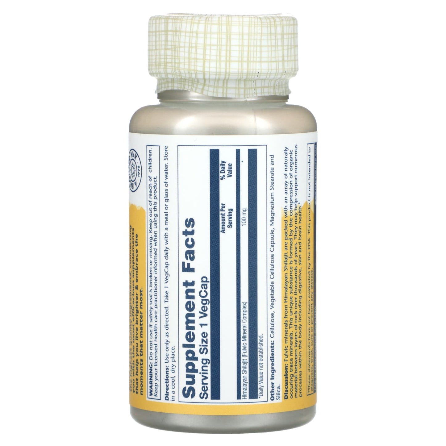 Solaray, Fulvic Minerals, 100 mg, 30 VegCaps UPC 076280512847 | HiLife Vitamins