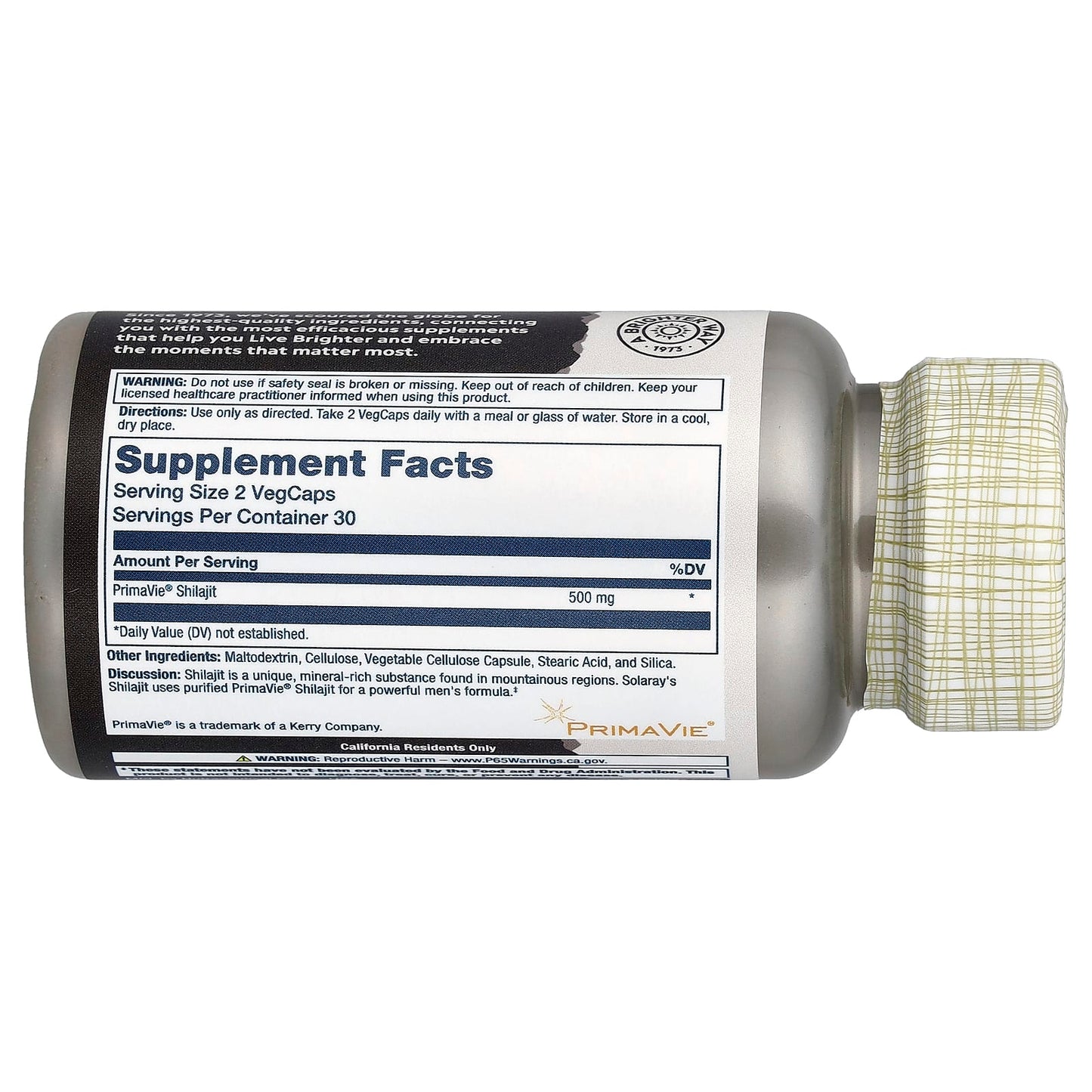 Solaray, Men's Shilajit, 60 VegCaps UPC 076280517149 | HiLife Vitamins