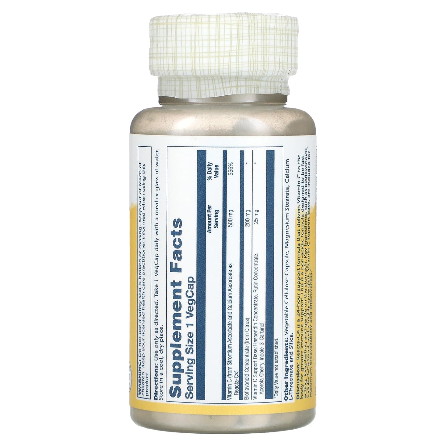 Solaray, Reacta-C w/Bioflav 500mg, 60 VegCaps UPC 076280559620 | HiLife Vitamins