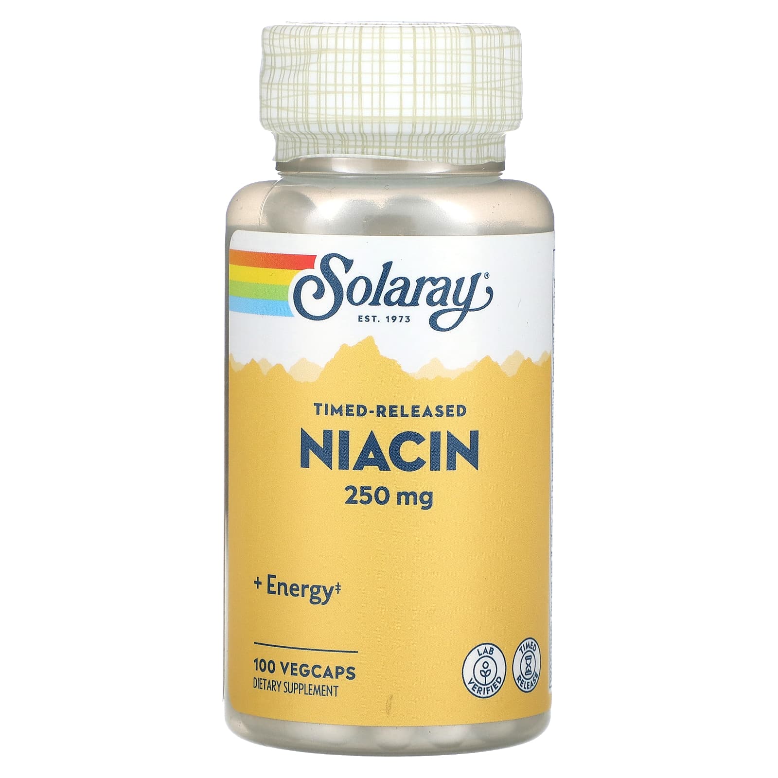 Solaray, Timed-Released Niacin, 250 mg, 100 VegCaps UPC 076280577396 | HiLife Vitamins