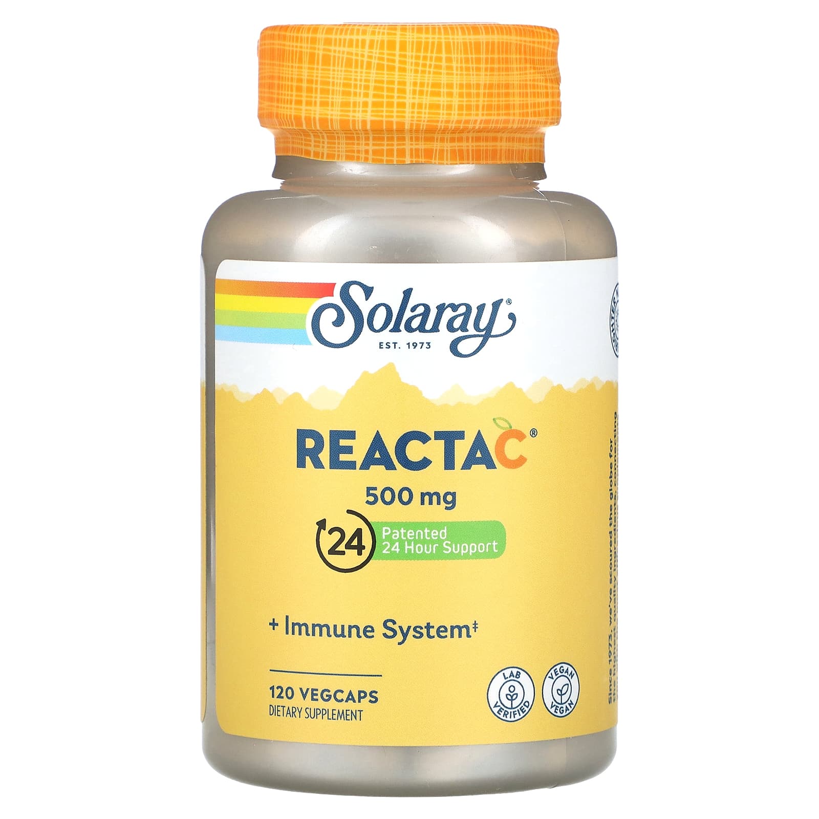Solaray, Reacta-C w/Bioflav 500mg, 120 Vegetarian Capsules UPC 076280610741 | HiLife Vitamins