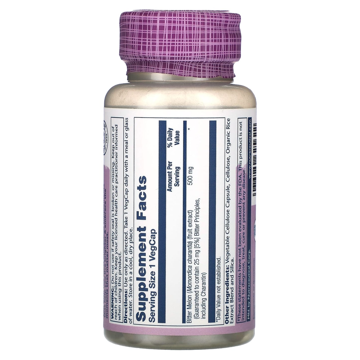 Solaray, Vital Extracts, Bitter Melon , 500 mg, 60 VegCaps UPC 076280625622 | HiLife Vitamins