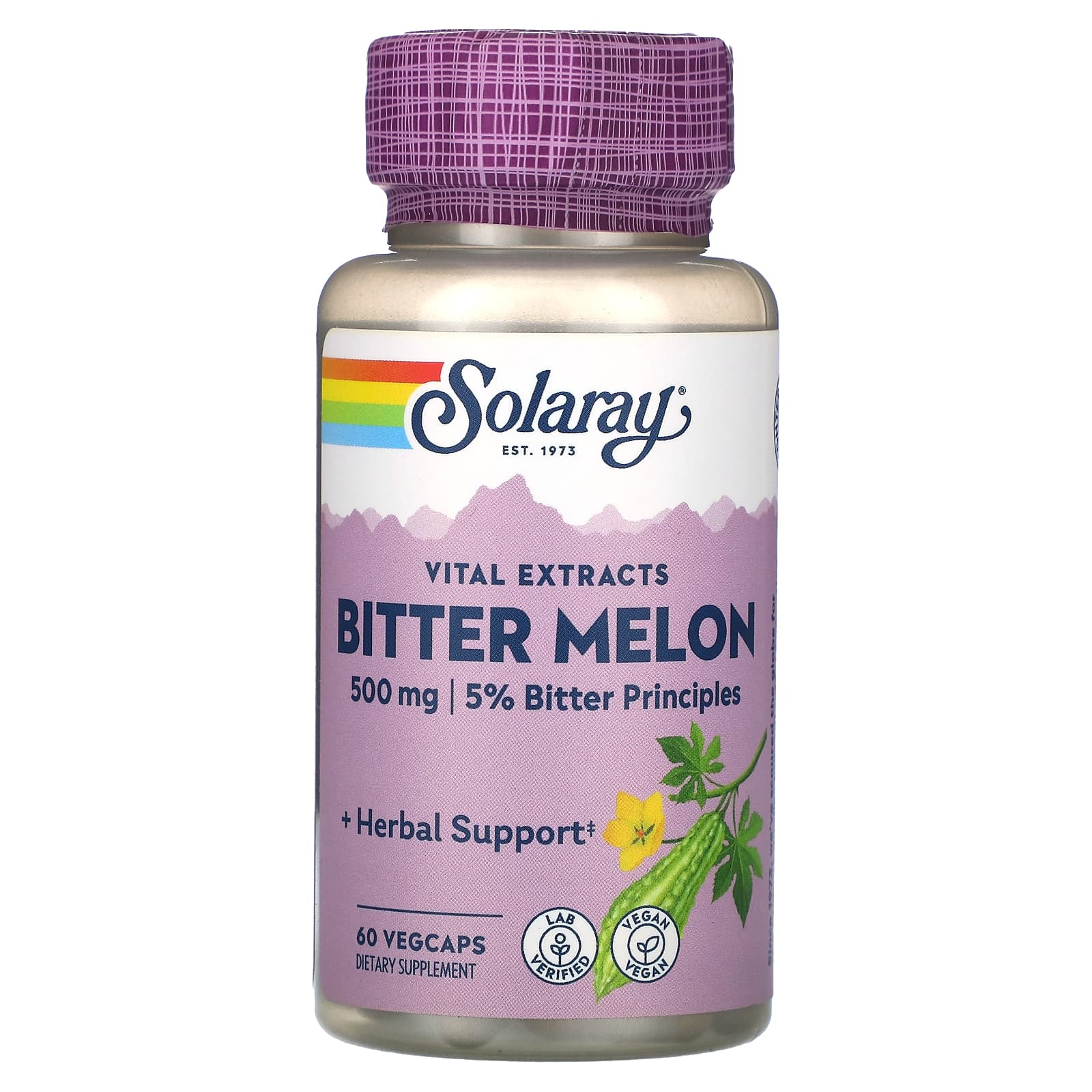 Solaray, Vital Extracts, Bitter Melon , 500 mg, 60 VegCaps UPC 076280625622 | HiLife Vitamins