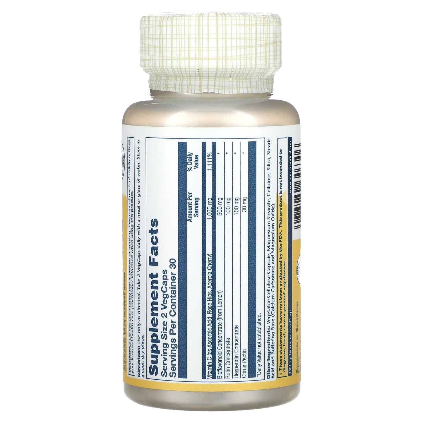 Solaray, Super Bio Vitamin C, Timed Release, 500 mg, 60 VegCaps UPC 076280646306 | HiLife Vitamins