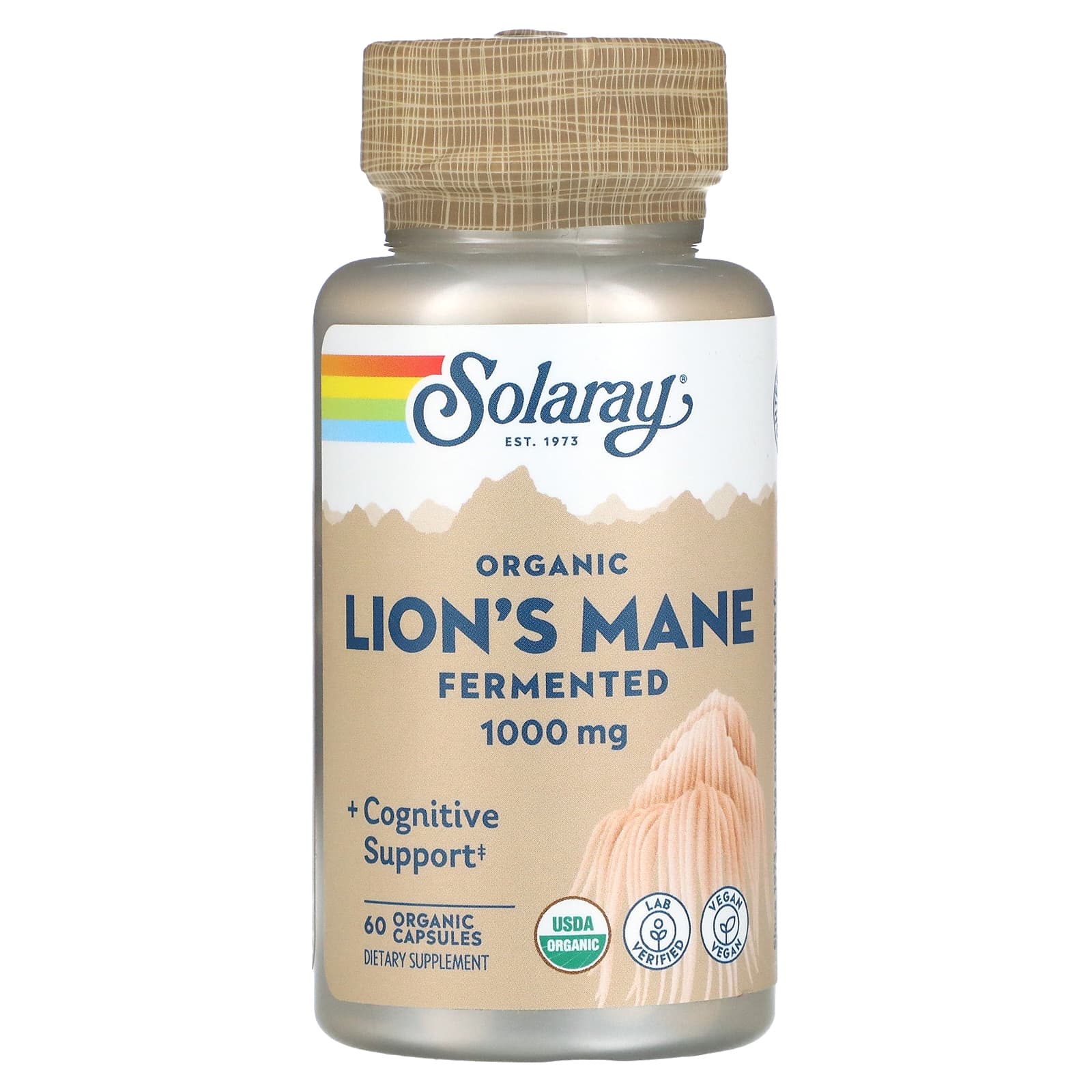 Solaray, Fermented Lion's Maine Mushroom, 60 VegCaps UPC 076280719833 | HiLife Vitamins