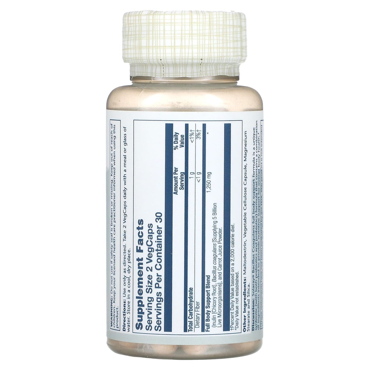 Solaray, Bacillus Coagulans 5 Billion, 60 Vegetarian Capsules UPC 076280731767 | HiLife Vitamins