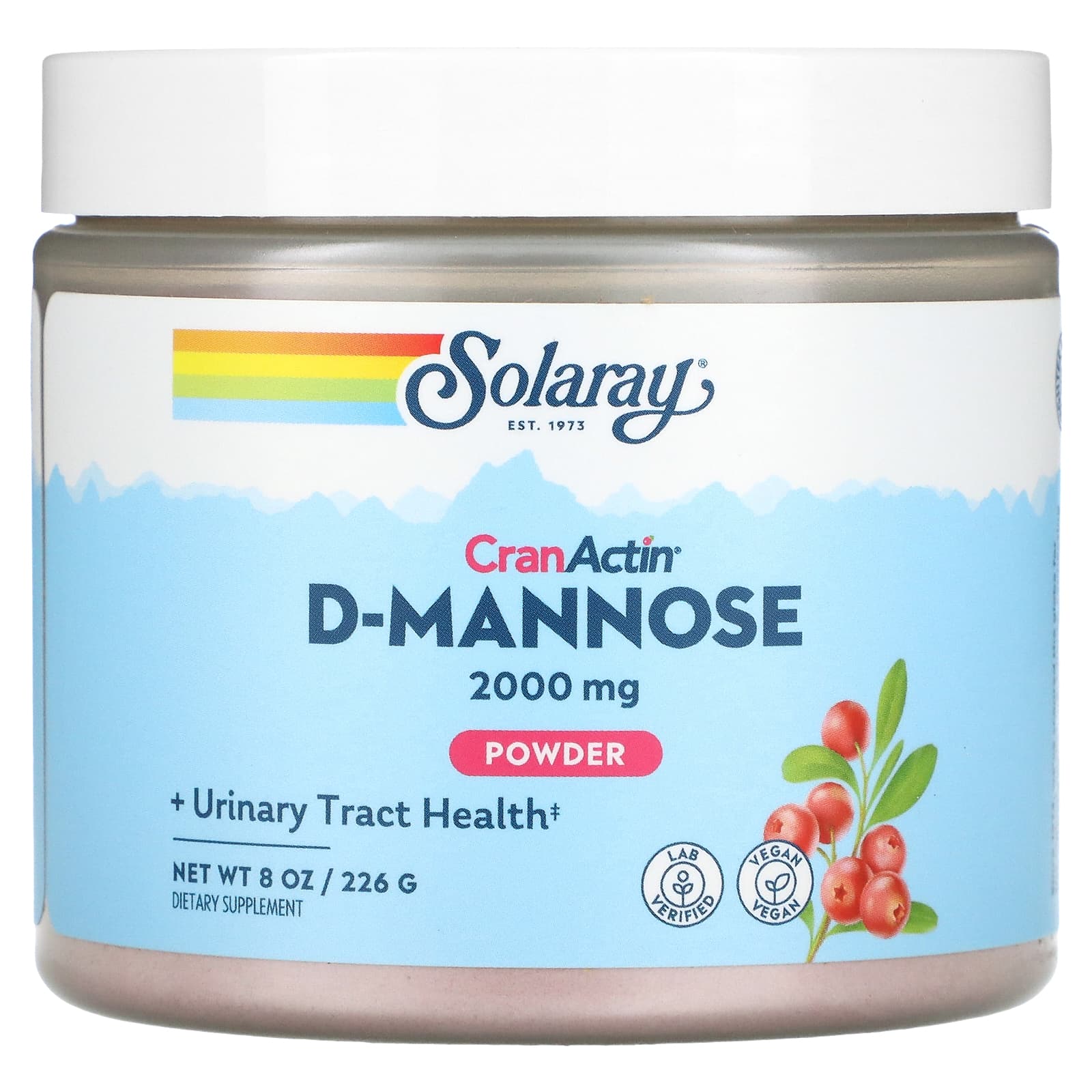 Solaray, D-Mannose w/CranActin Lemon Berry, 8 oz Powder UPC 076280814590 | HiLife Vitamins
