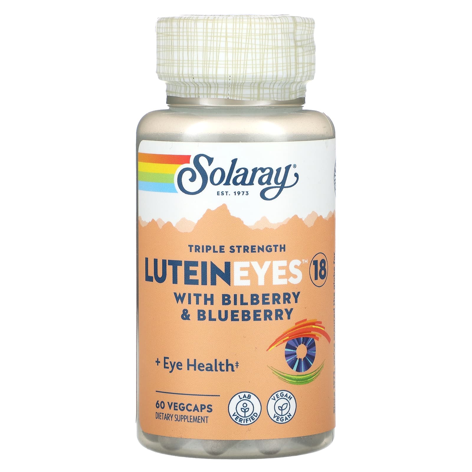 Solaray, LuteinEyes 18, With Bilberry & Blueberry, Triple Strength, 60 VegCaps UPC 076280832167 | HiLife Vitamins