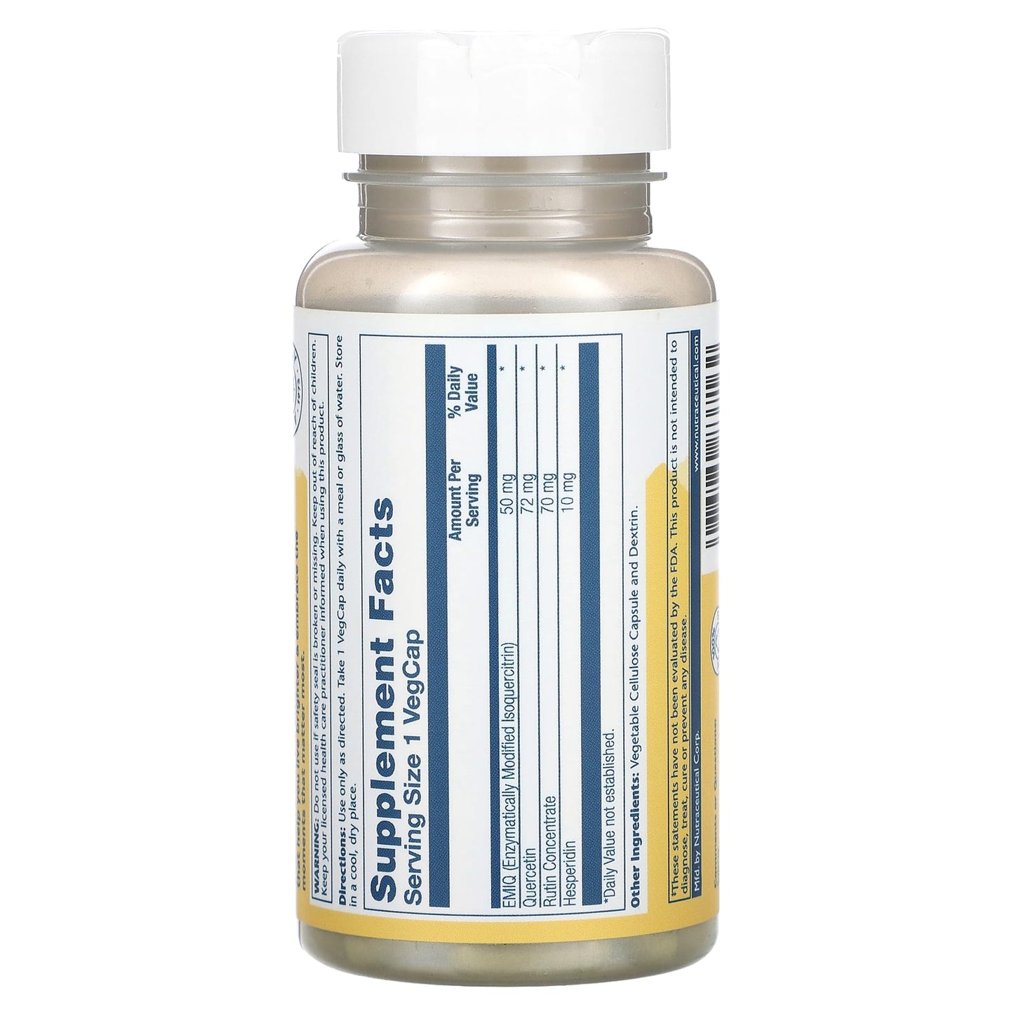 Solaray, Activated Quercetin, Emiq, 50 mg, 30 VegCaps UPC 076280837162 | HiLife Vitamins