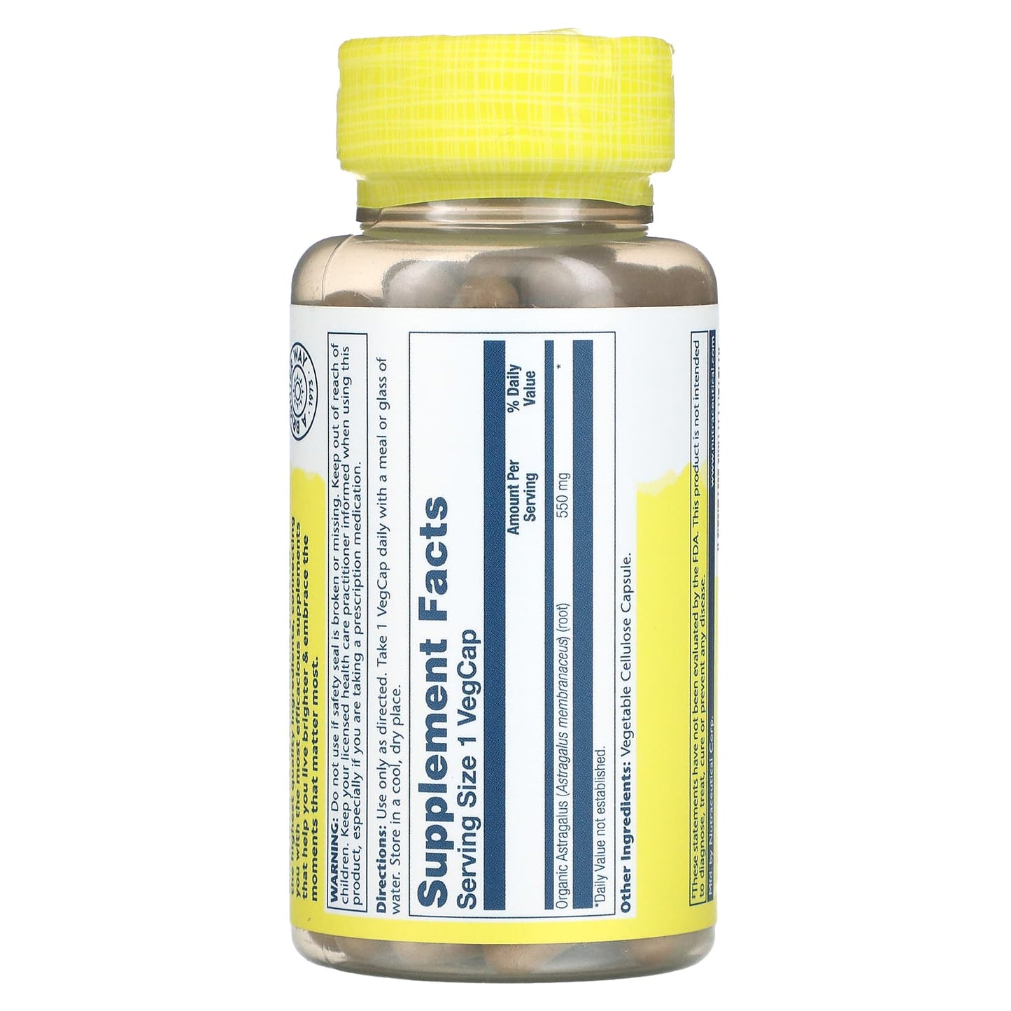 Solaray, Organically Grown Astragalus Root, 100 VegCaps UPC 076280887457 | HiLife Vitamins