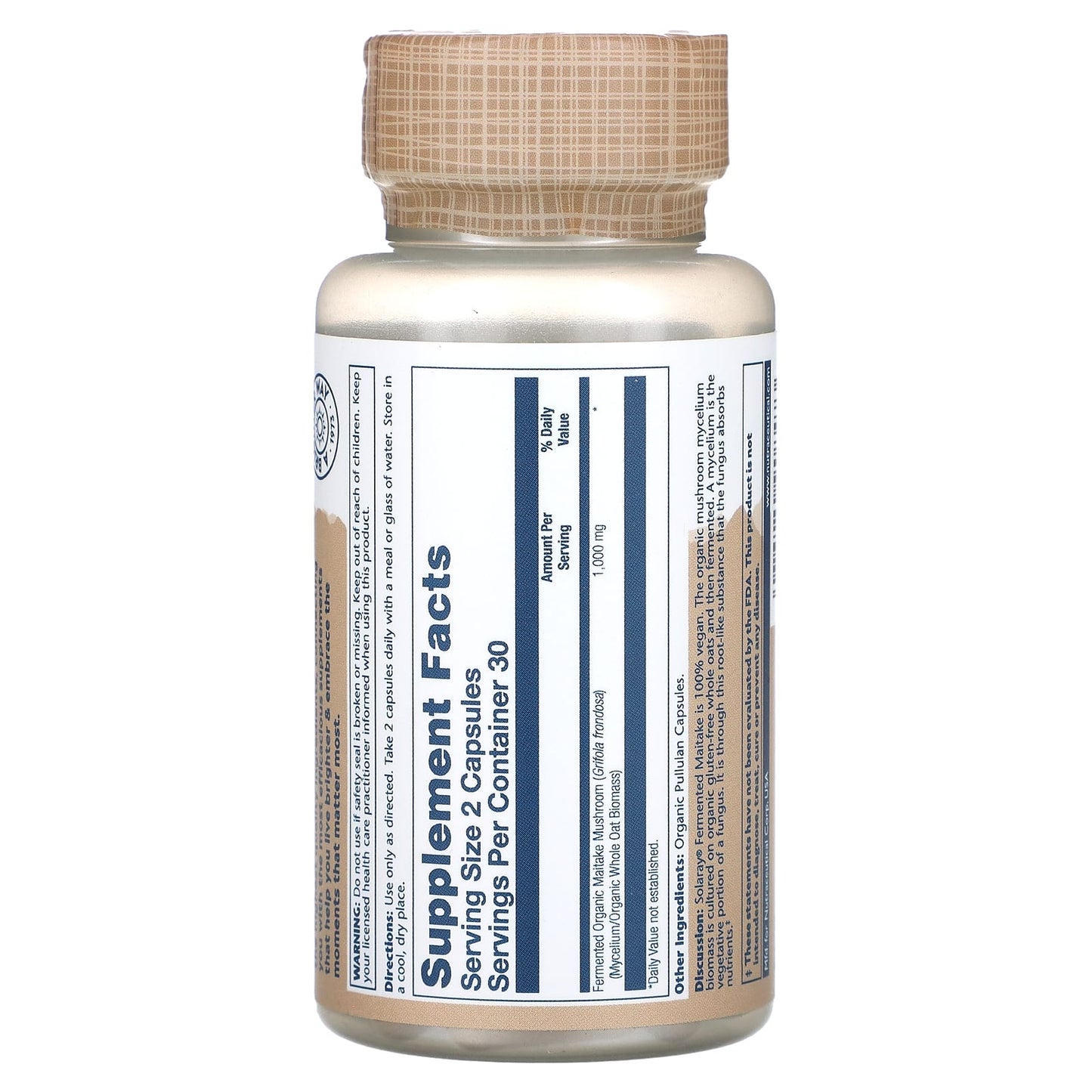 Solaray, Fermented Maitake, Mushrooms, 500 mg, 60 VegCaps UPC 076280908473 | HiLife Vitamins