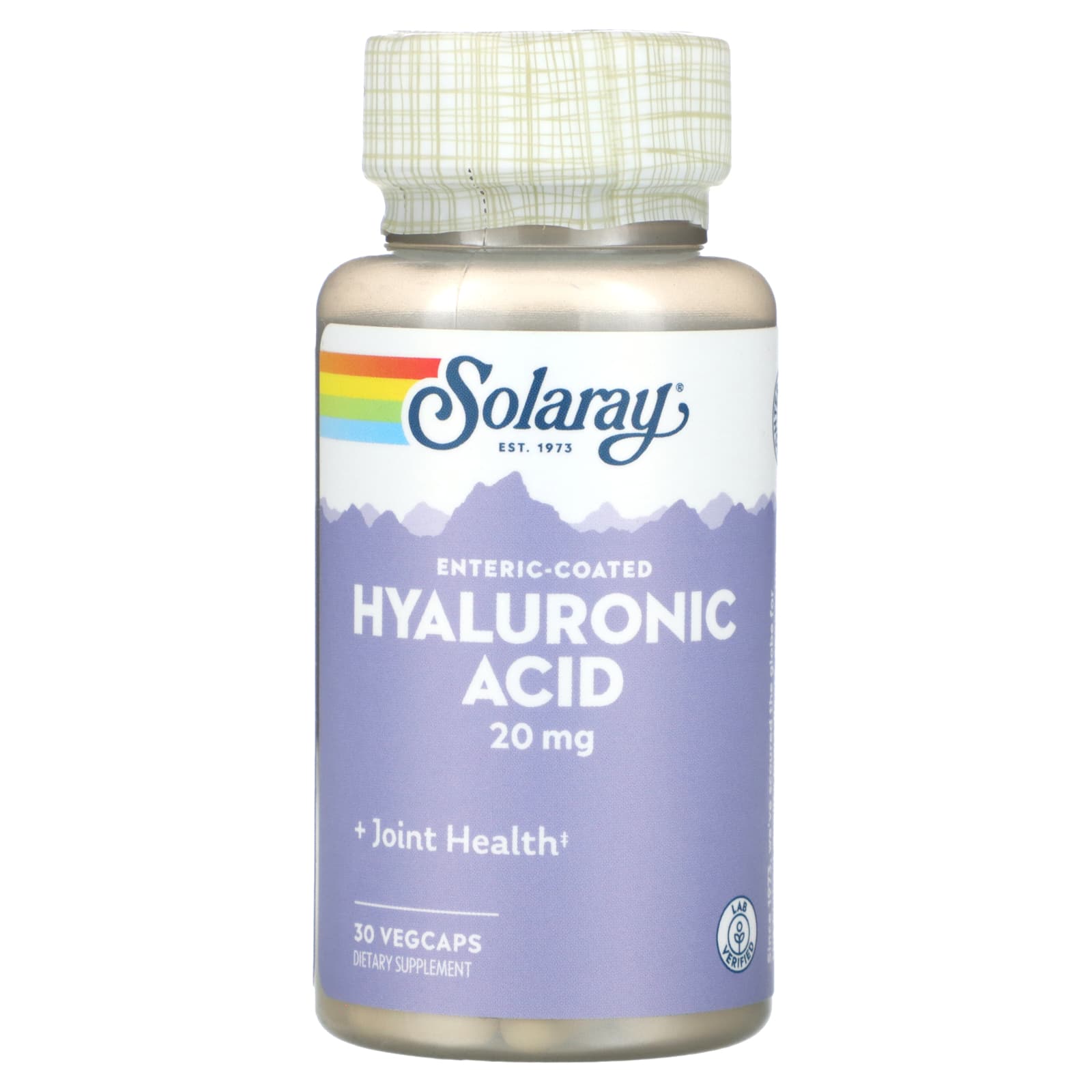 Solaray, Enteric-Coated Hyaluronic Acid, 20 mg, 30 VegCaps UPC 076280924008 | HiLife Vitamins