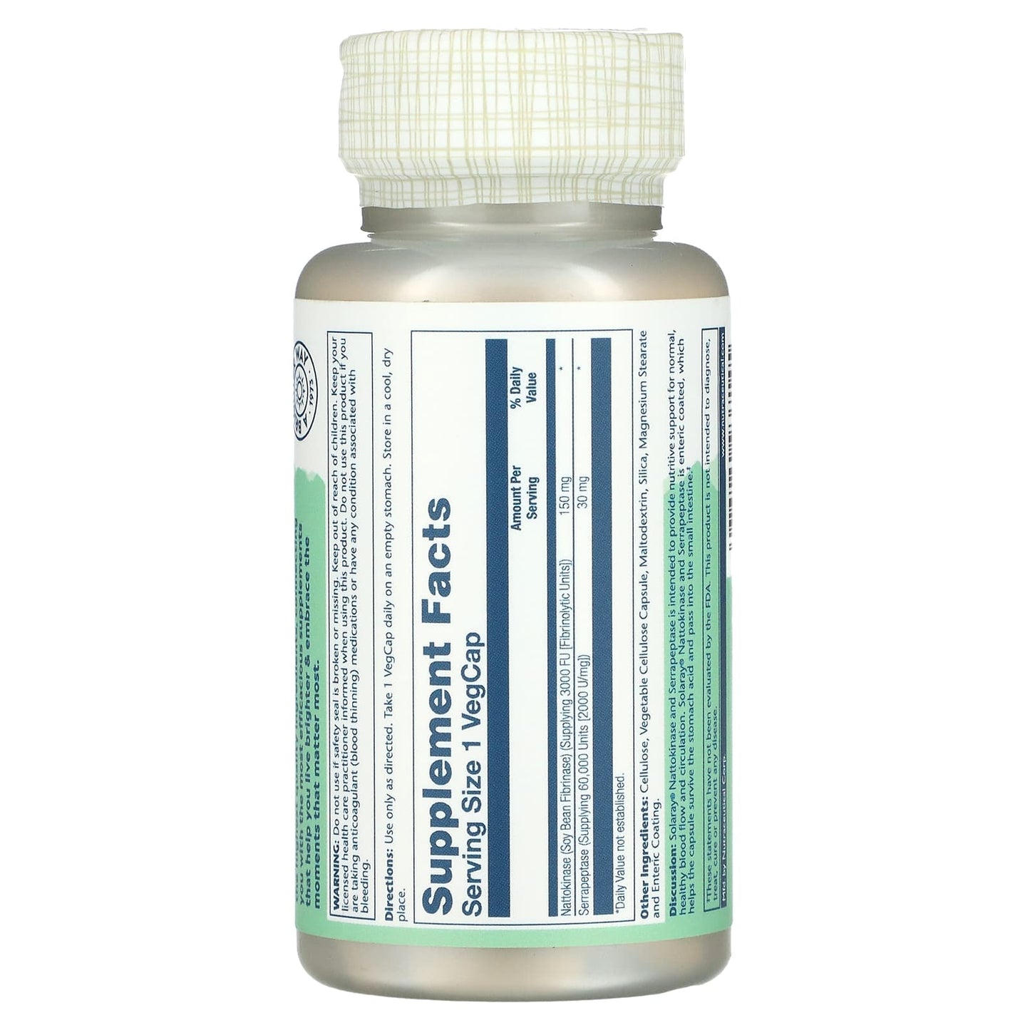 Solaray, Nattokinase Serrapeptase, 30 VegCaps UPC 076280937145 | HiLife Vitamins