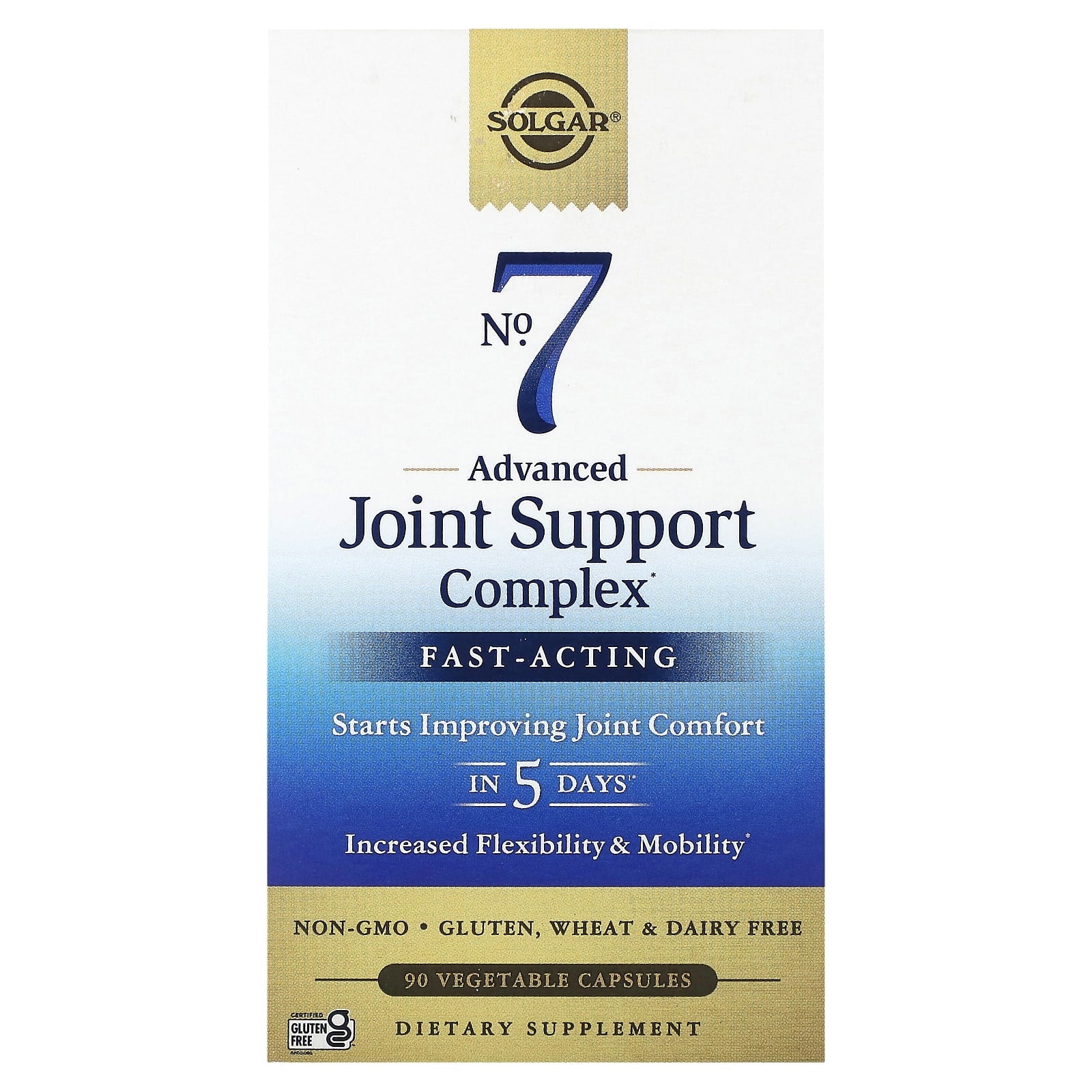 Solgar, 7, Joint Support & Comfort, 90 Vegetable Capsules UPC 033984504981 | HiLife Vitamins
