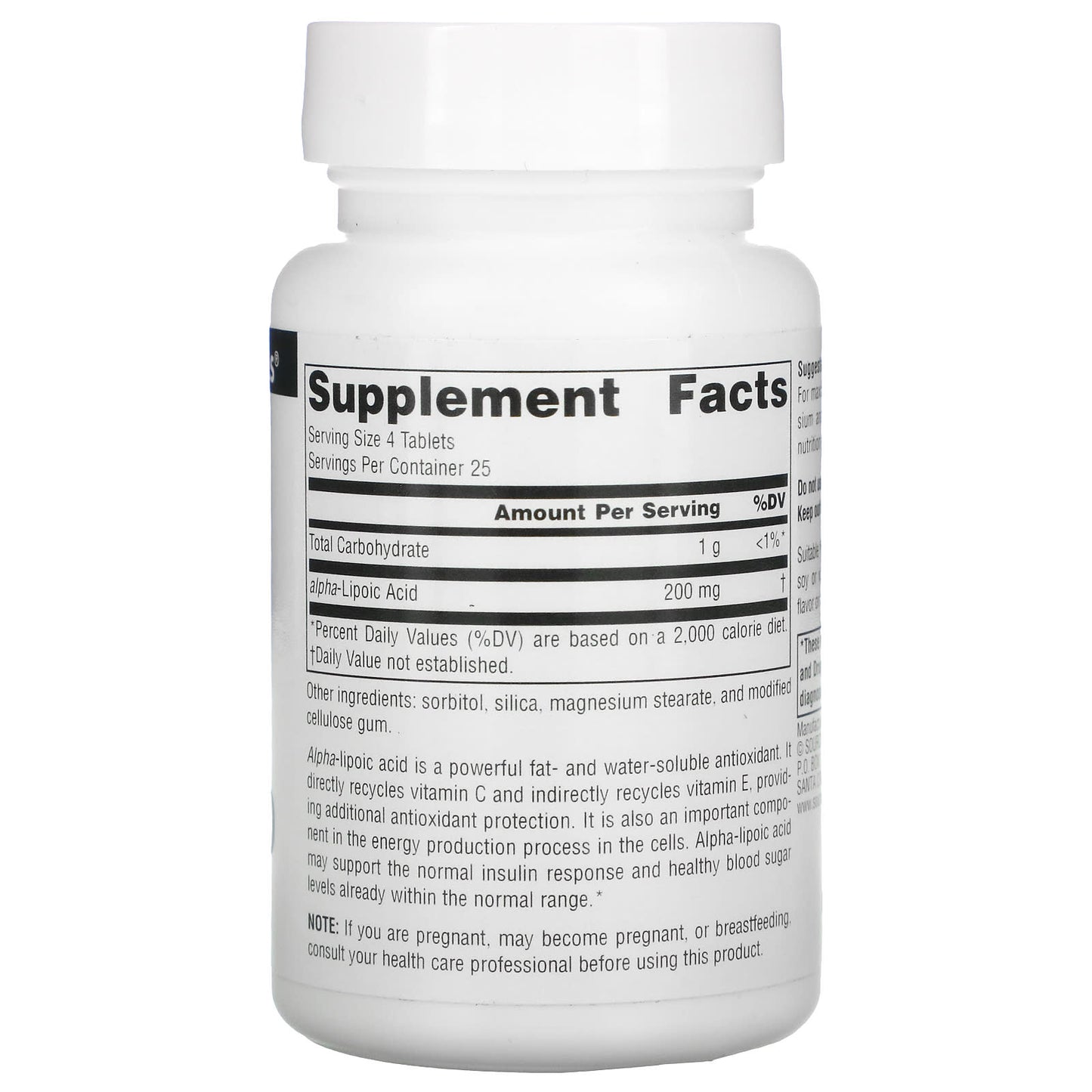 Source Naturals, Alpha Lipoic Acid 50 mg, 100 Tablets UPC 021078000235 | Hilife Vitamins