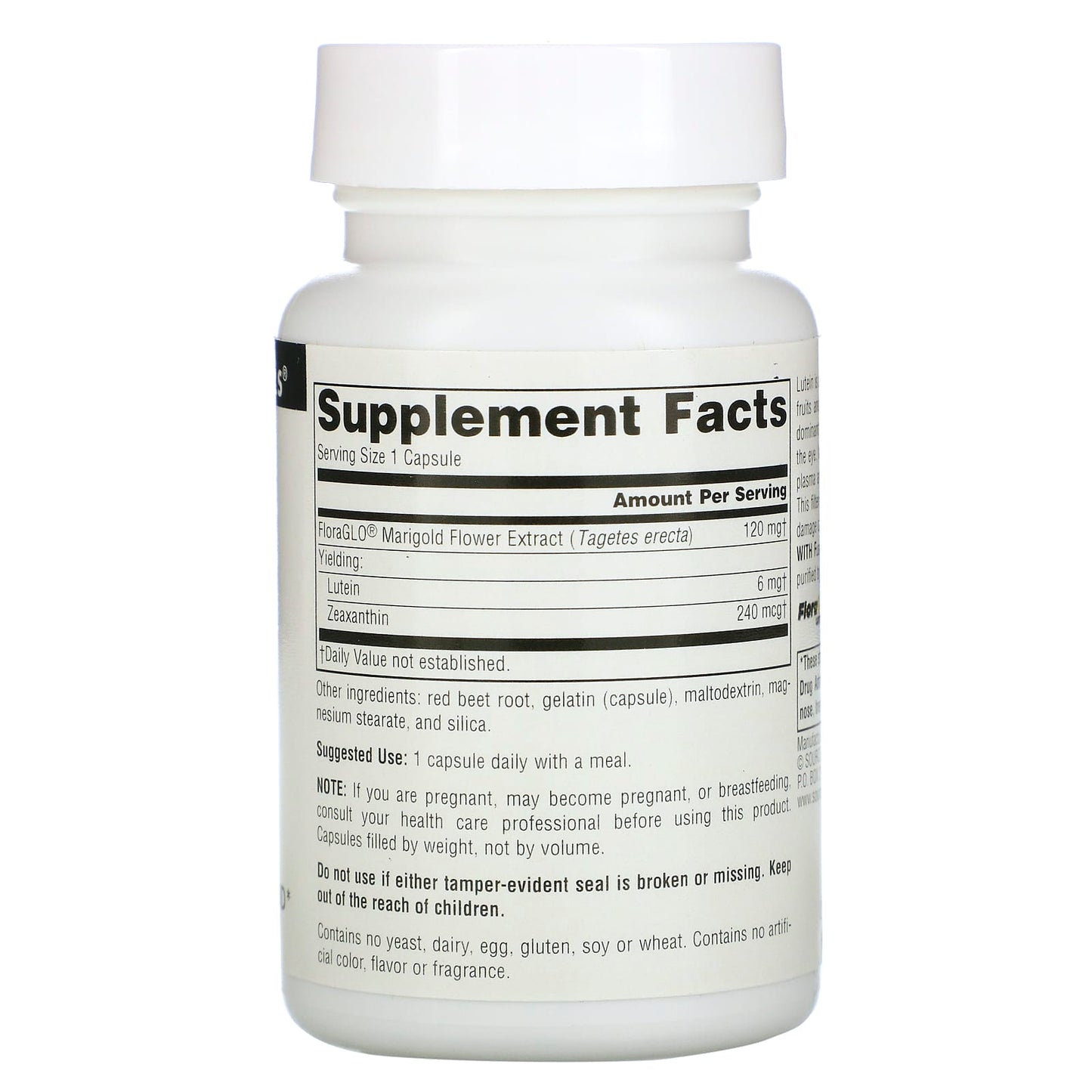 Source Naturals, Lutein with Floraglo 6 mg, 90 Capsules UPC 021078000525 | Hilife Vitamins