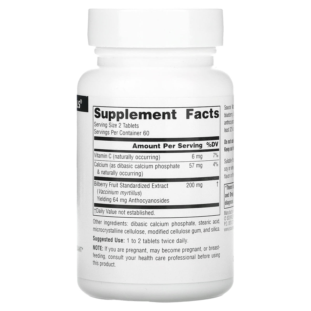 Source Naturals, Bilberry Extract 100 mg, 120 Tablets UPC 021078000563 | Hilife Vitamins