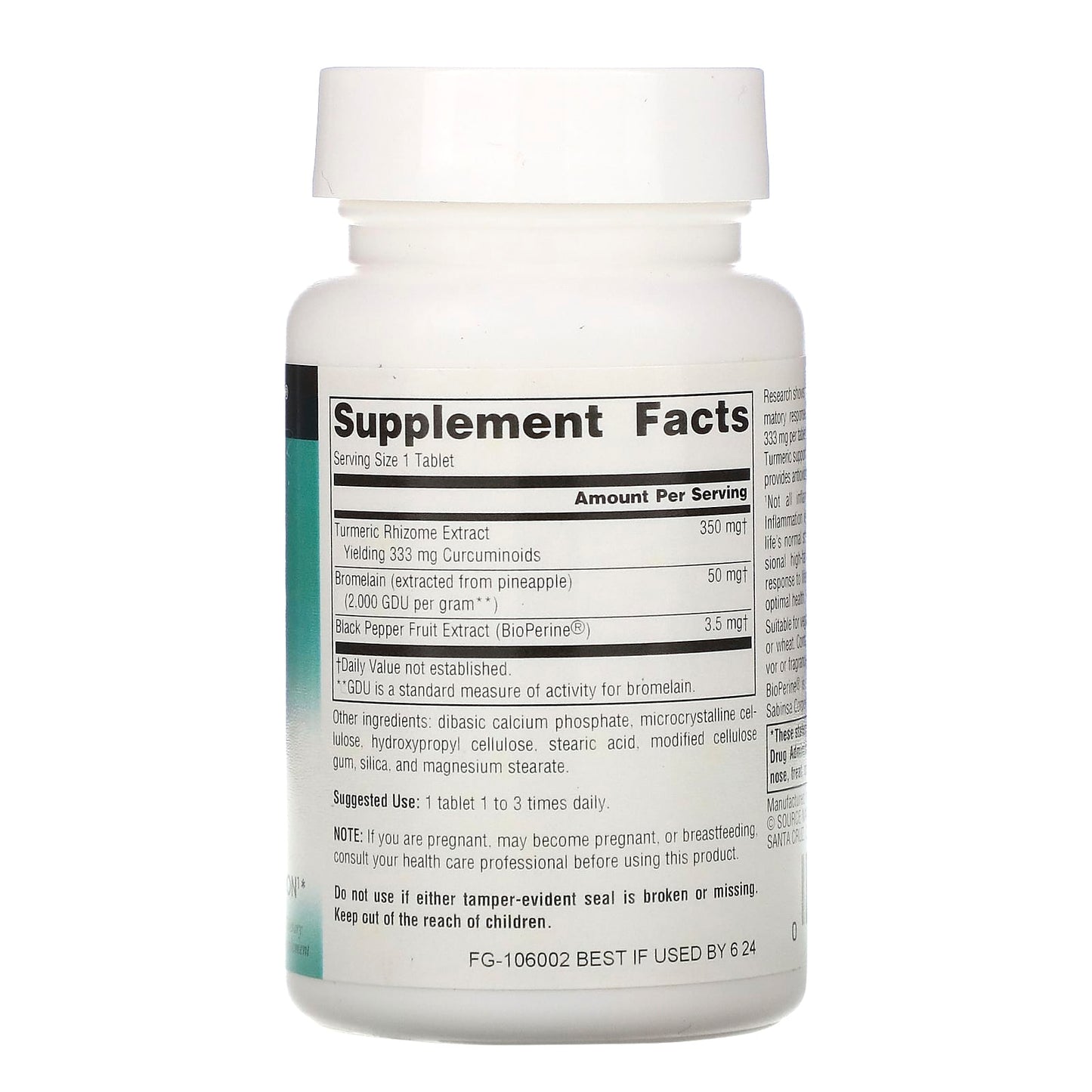 Source Naturals, Turmeric Extract, 100 Tablets UPC 021078000891 | Hilife Vitamins