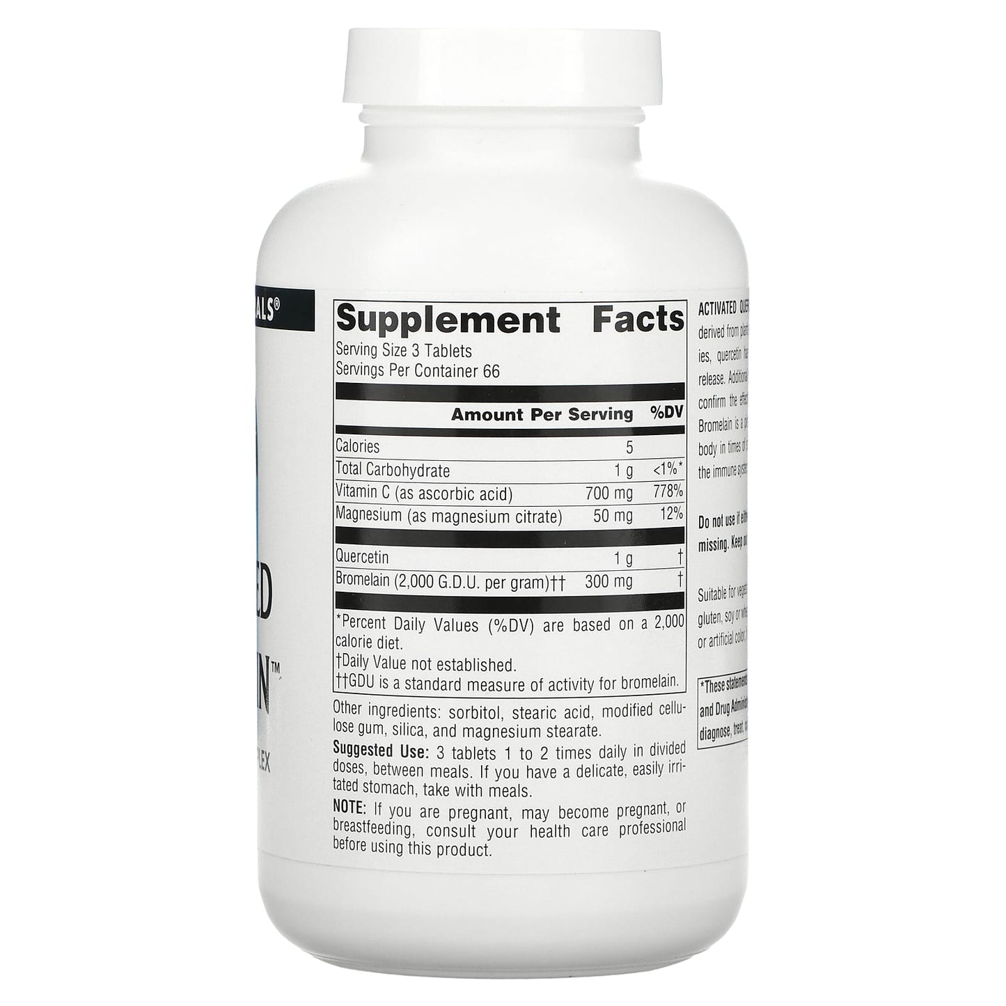 Source Naturals, Activated Quercetin™, 200 Tablets UPC 021078001010 | Hilife Vitamins