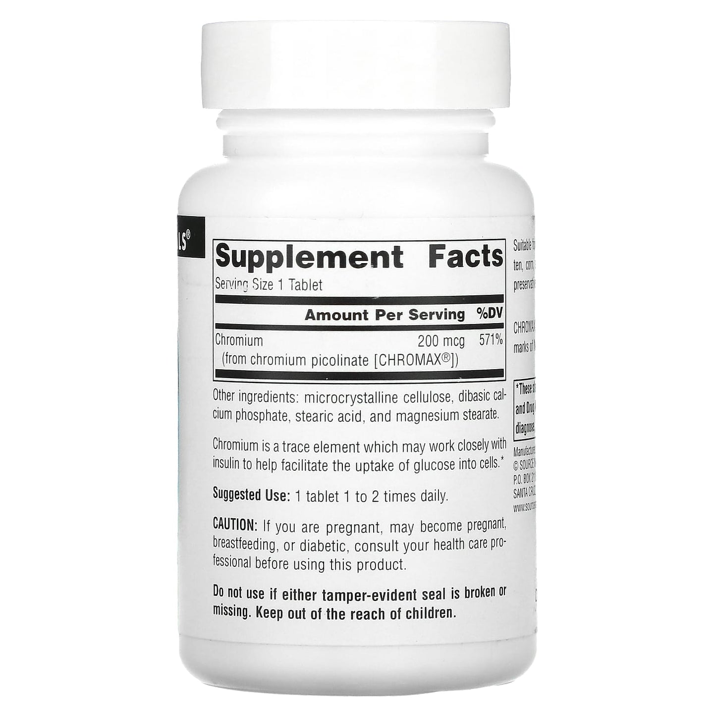 Source Naturals, Chromium Picolinate 200 mcg, Yeast Free, 240 Tablets UPC 021078001089 | Hilife Vitamins