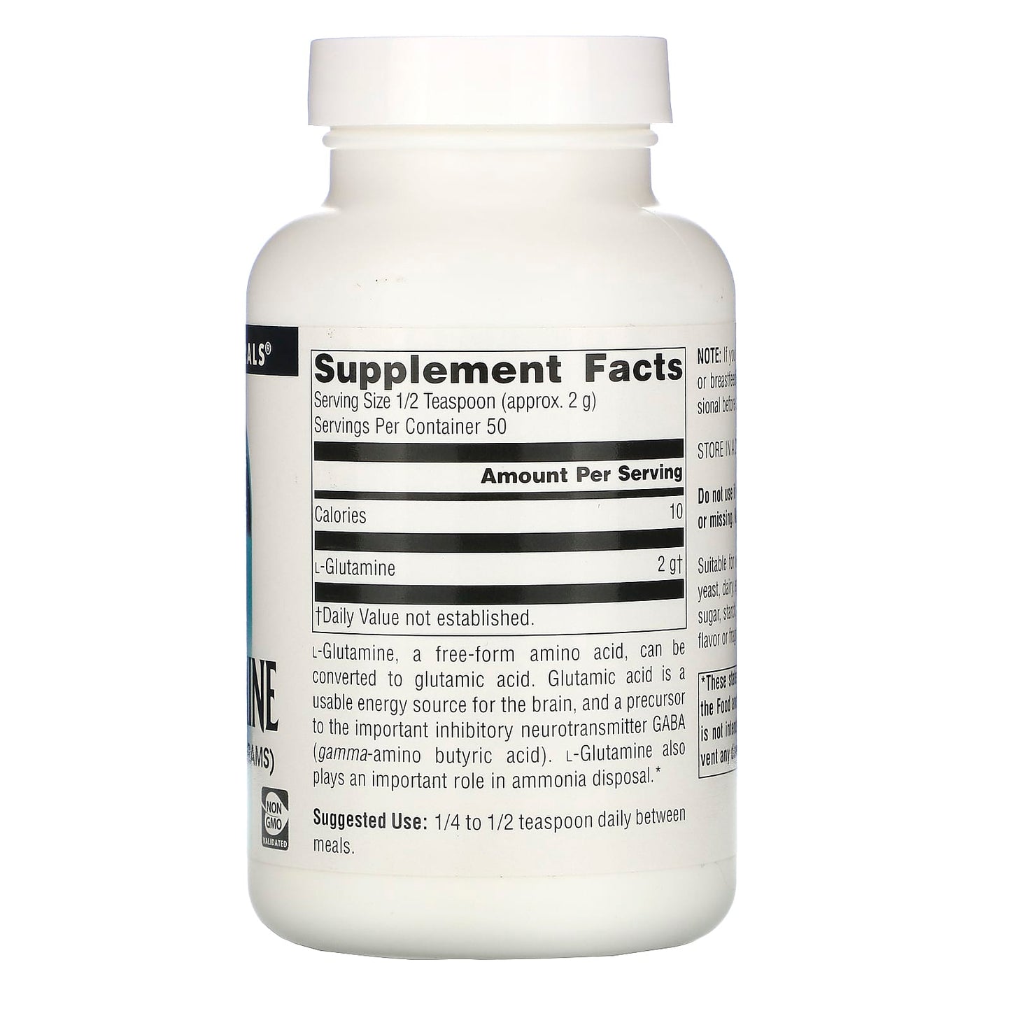 Source Naturals, L-Glutamine, 100 Gm UPC 021078001249 | Hilife Vitamins