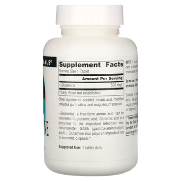 Source Naturals, L-Glutamine 500 mg, 100 Tablets UPC 021078001270 | Hilife Vitamins