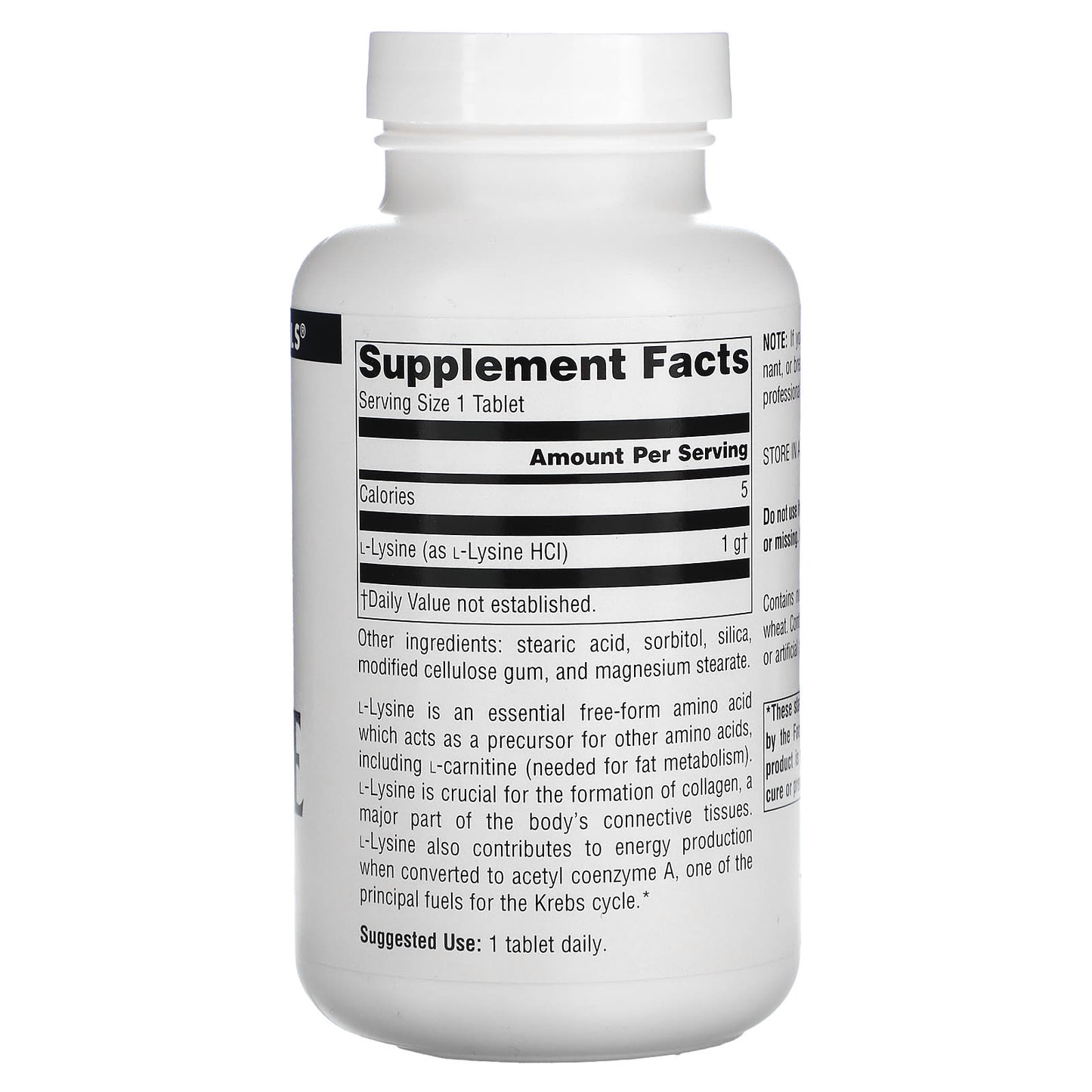 Source Naturals, L-Lysine 1000 mg, 100 Tablets UPC 021078001423 | Hilife Vitamins