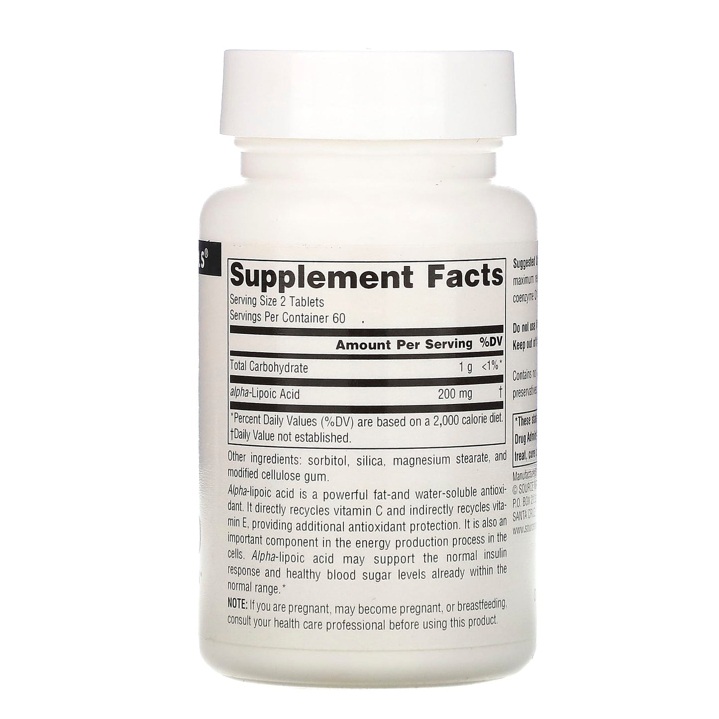 Source Naturals, Alpha Lipoic Acid 100 mg, 120 Tablets UPC 021078001553 | Hilife Vitamins