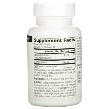 Source Naturals, DLPA 375 mg, 120 Tablets UPC 021078001638 | Hilife Vitamins