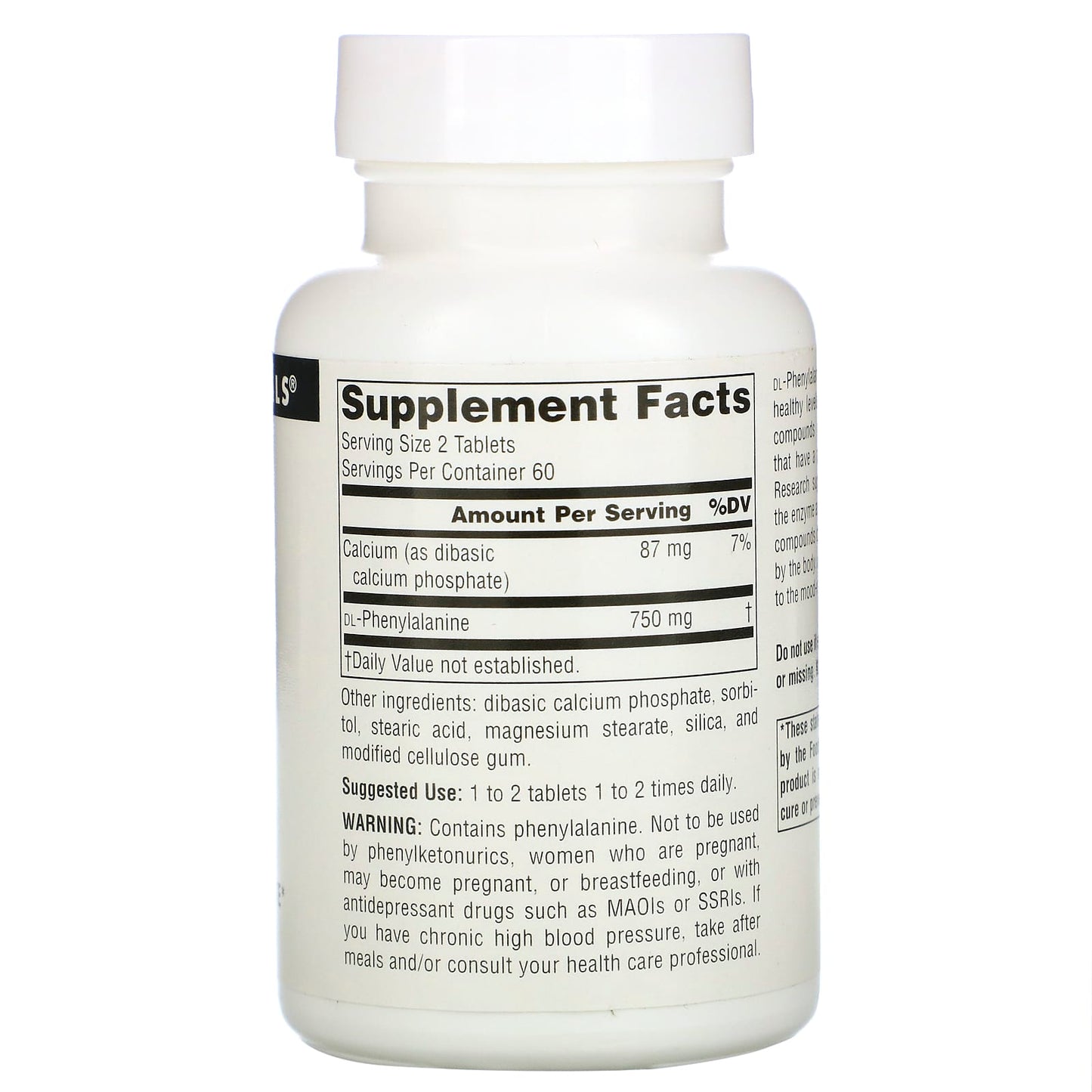 Source Naturals, DLPA 375 mg, 120 Tablets UPC 021078001638 | Hilife Vitamins