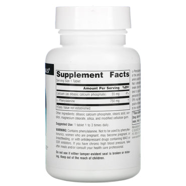 Source Naturals, DLPA 750 mg, 60 Tablets UPC 021078001652 | Hilife Vitamins