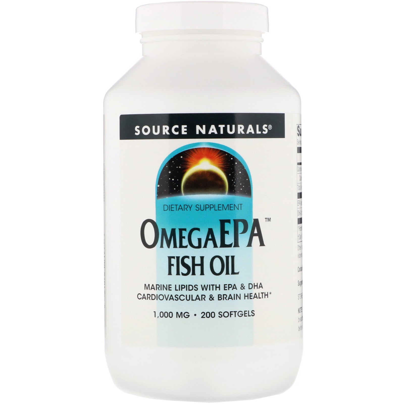 Source Naturals, Omegaepa Fish Oil 1000 mg, 200 Softgels UPC 021078001775 | Hilife Vitamins