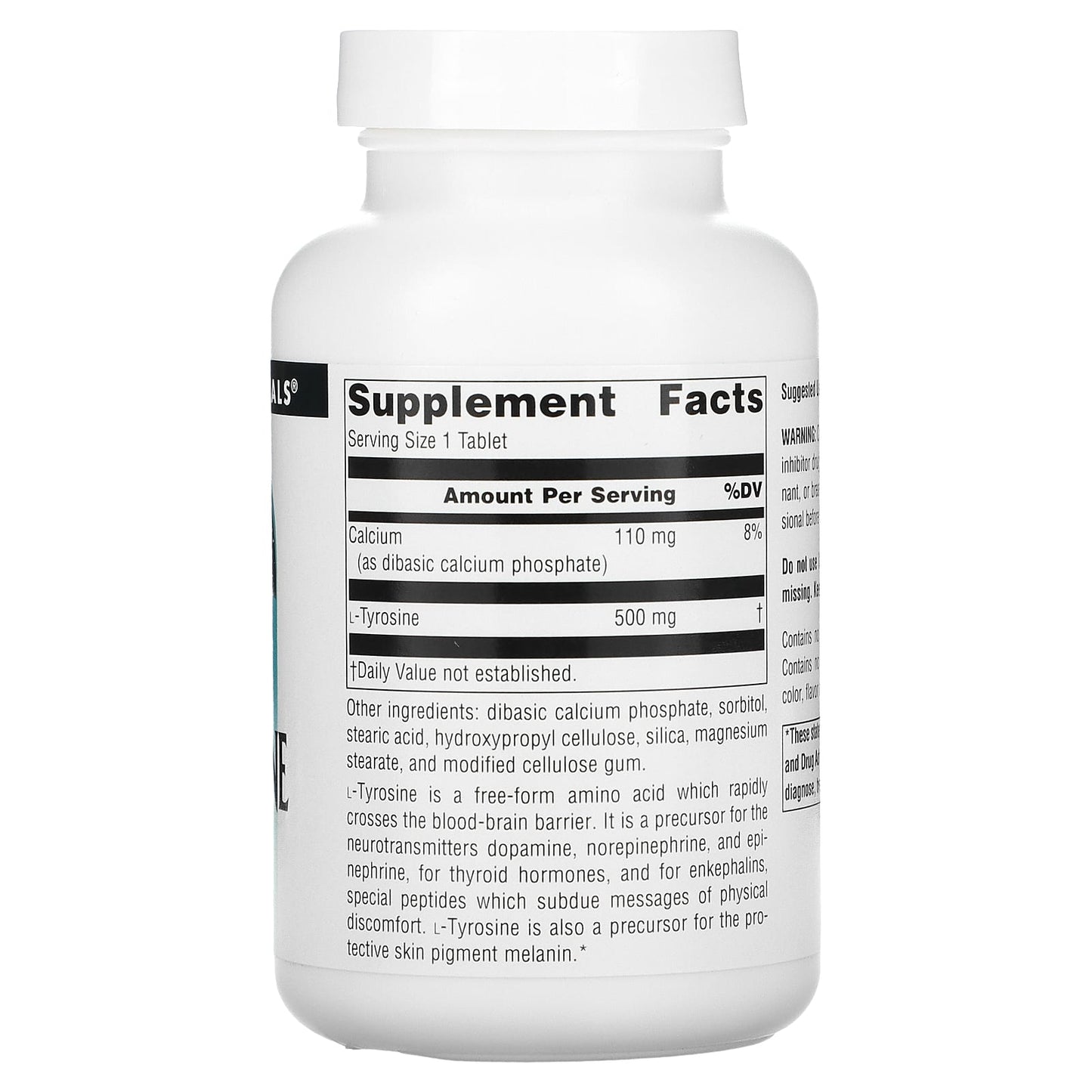 Source Naturals, L-Tyrosine 500 mg, 100 Tablets UPC 021078001904 | Hilife Vitamins