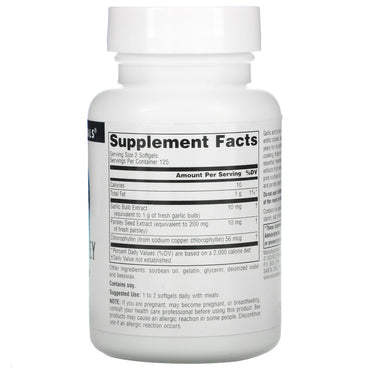 Source Naturals, Garlic & Parsley, 250 Softgels UPC 021078002161 | Hilife Vitamins