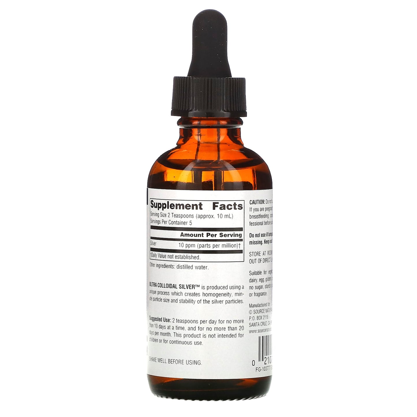 Source Naturals, Ultra Colloidal Silver 10 Ppm, 2 Oz UPC 021078002208 | Hilife Vitamins
