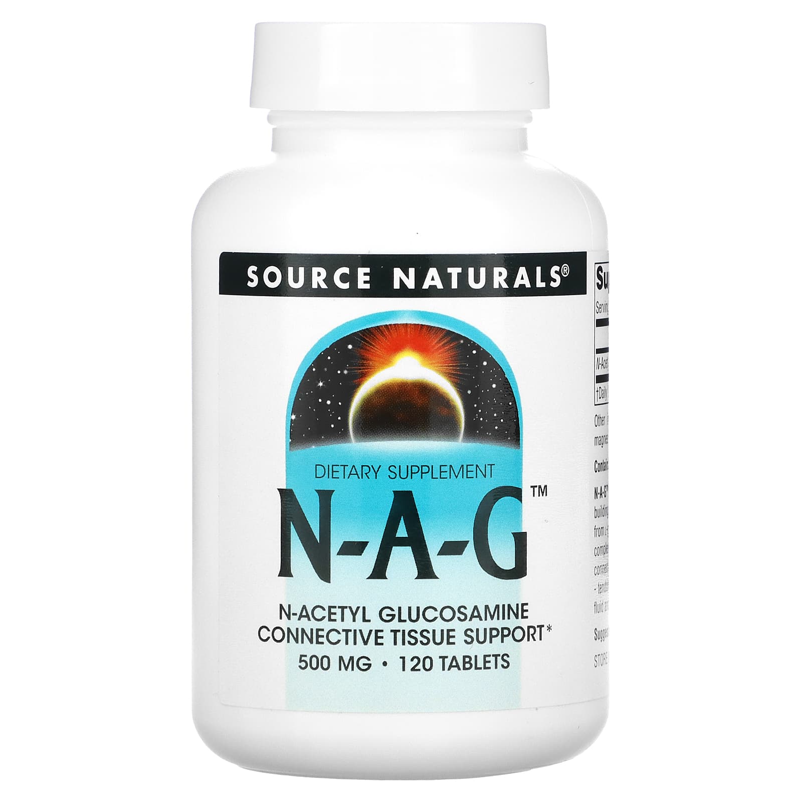 Source Naturals, N-A-G 500 mg, 120 Tablets UPC 021078002222 | Hilife Vitamins