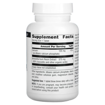 Source Naturals, Boswellia Extract, 100 Tablets UPC 021078002420 | Hilife Vitamins