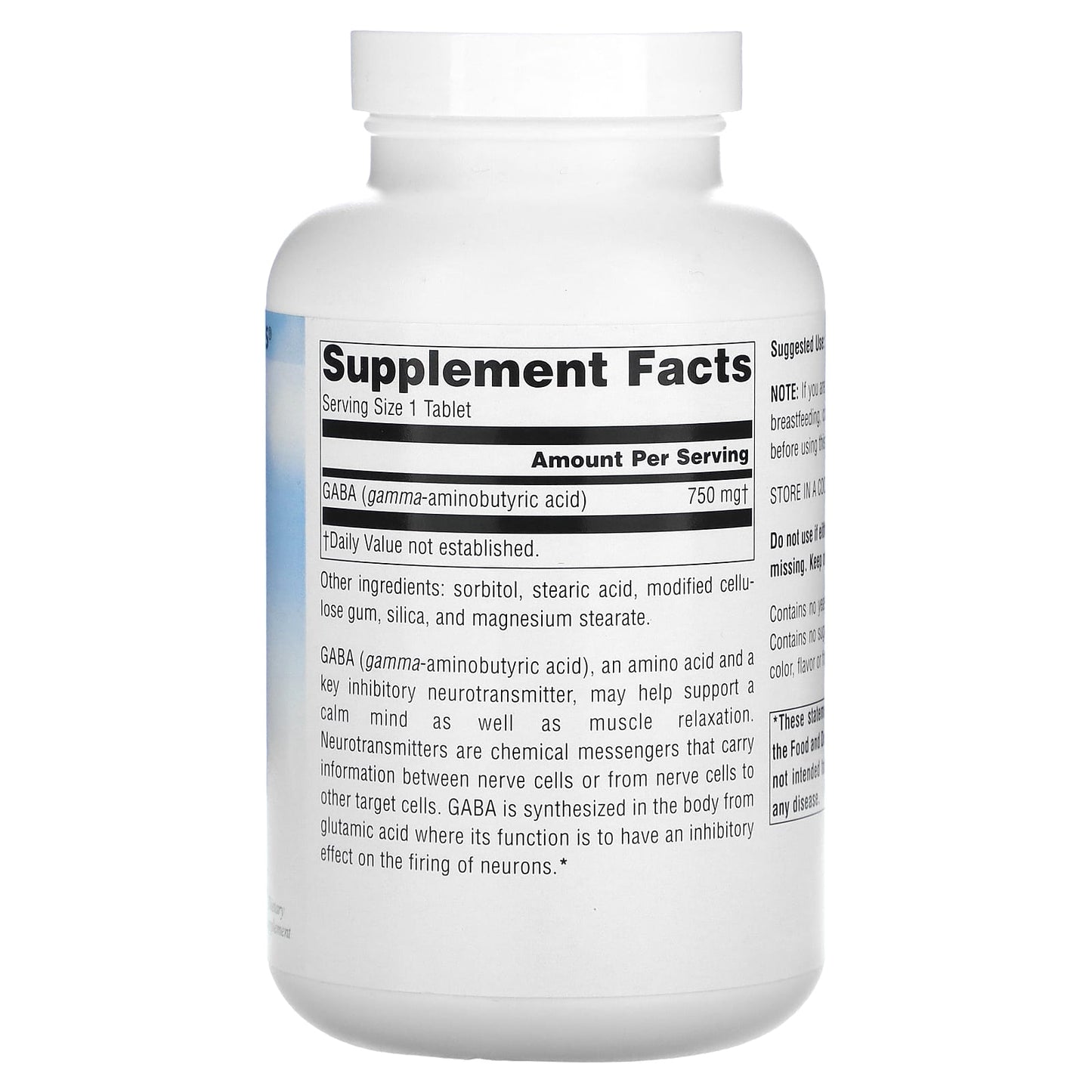 Source Naturals, Serene Science® GABA 750 mg, 180 Tablets UPC 021078002680 | Hilife Vitamins