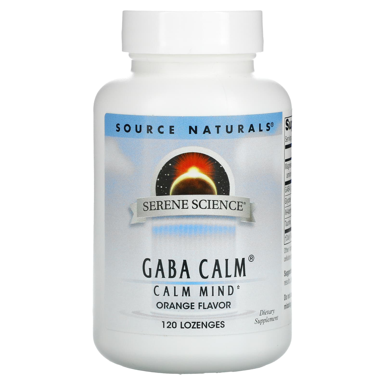 Source Naturals, Serene Science Gaba Calm Orange, 120 Tablets UPC 021078002697 | Hilife Vitamins