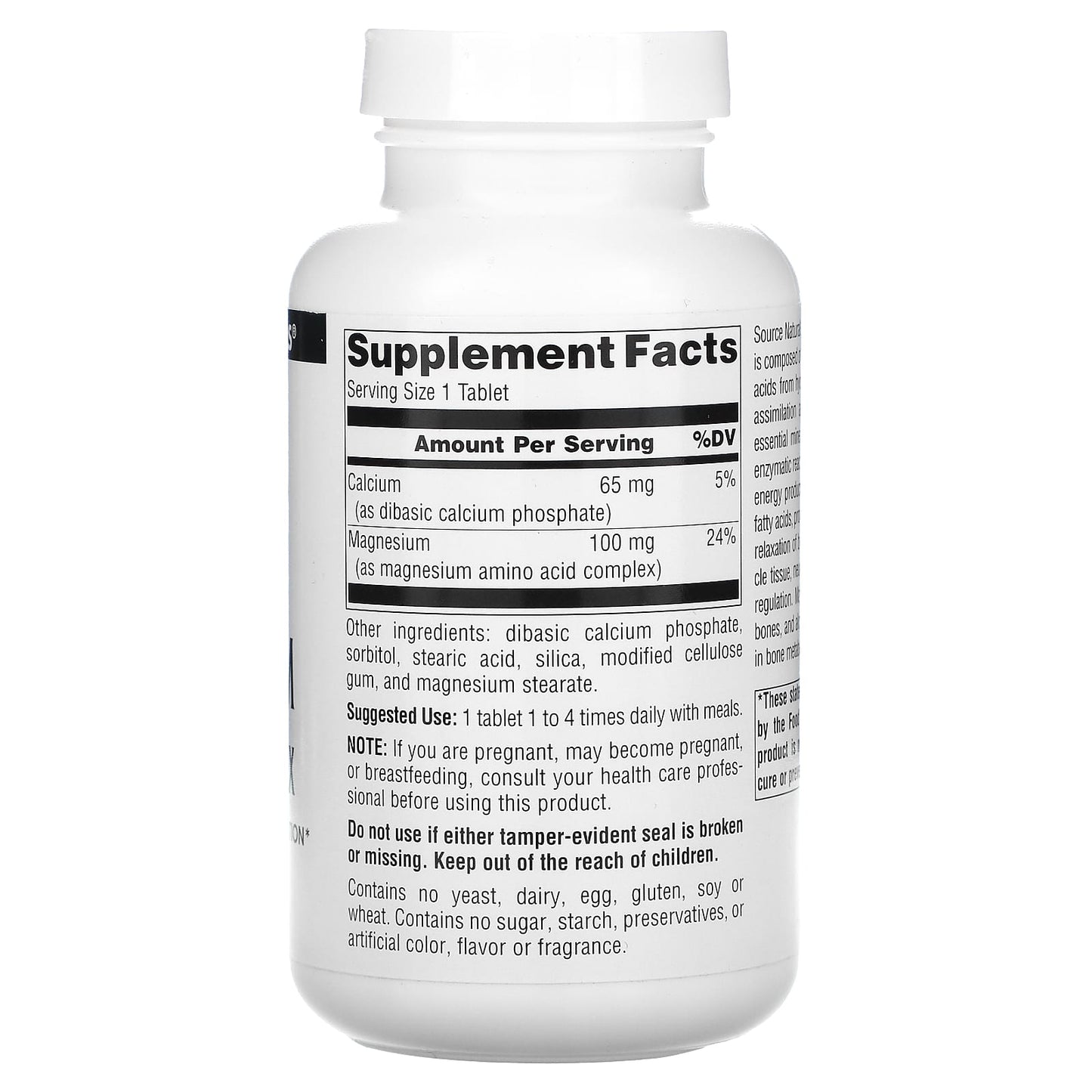 Source Naturals, Magnesium Chelate 100 mg, 250 Tablets UPC 021078003182 | Hilife Vitamins