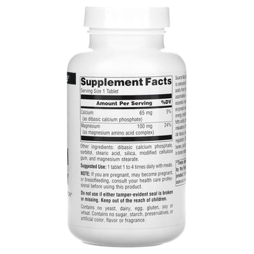 Source Naturals, Magnesium Chelate 100 mg, 250 Tablets UPC 021078003182 | Hilife Vitamins