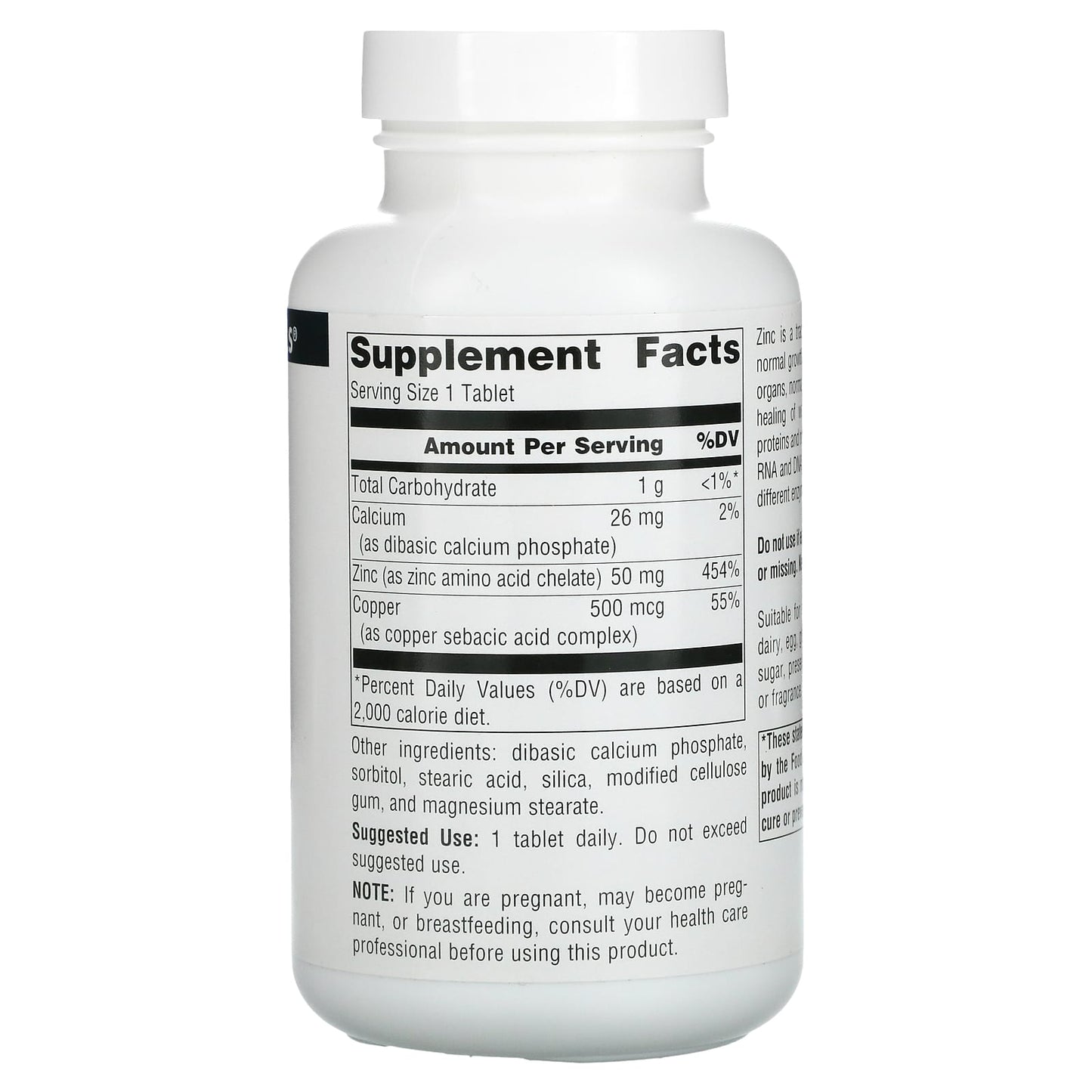 Source Naturals, Zinc 50 mg, 250 Tablets UPC 021078003304 | HiLife Vitamins