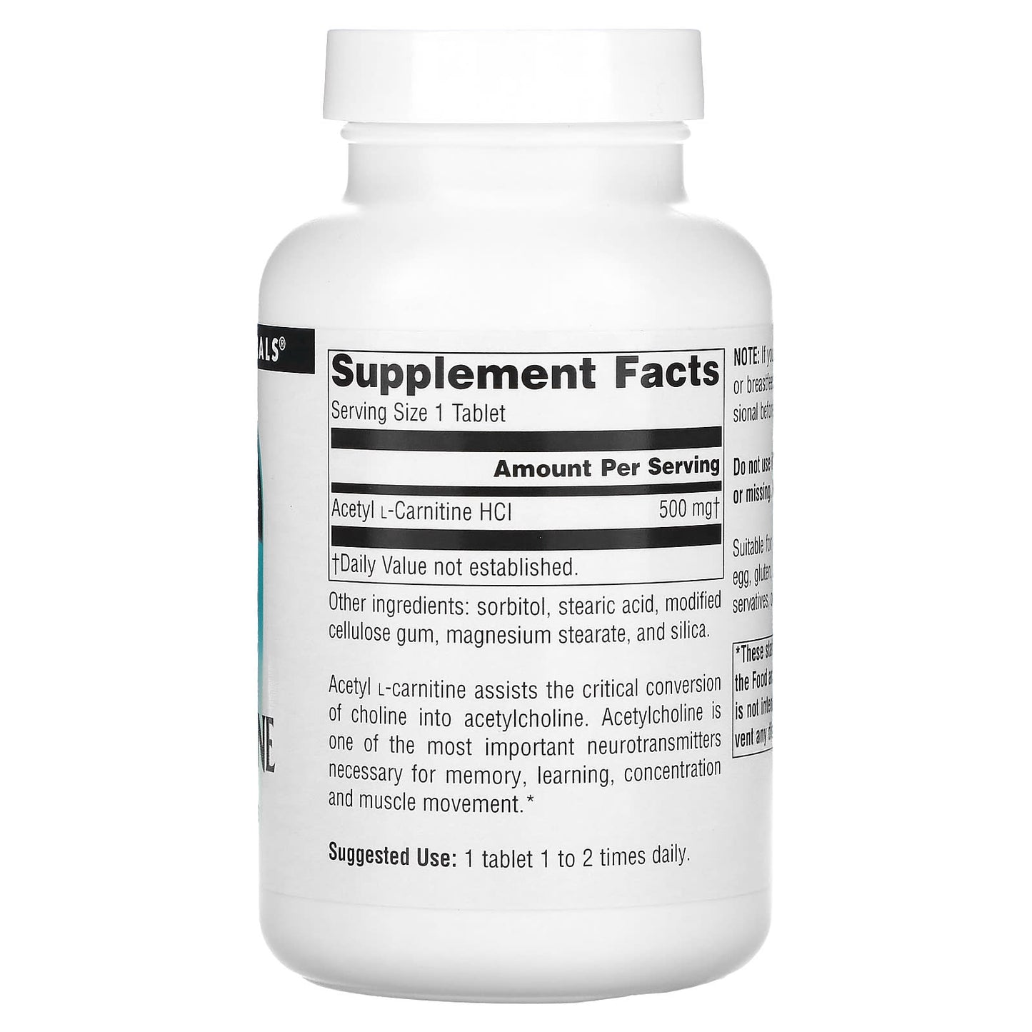 Source Naturals, Acetyl L-Carnitine 500 mg, 120 Tablets UPC 021078003311 | Hilife Vitamins