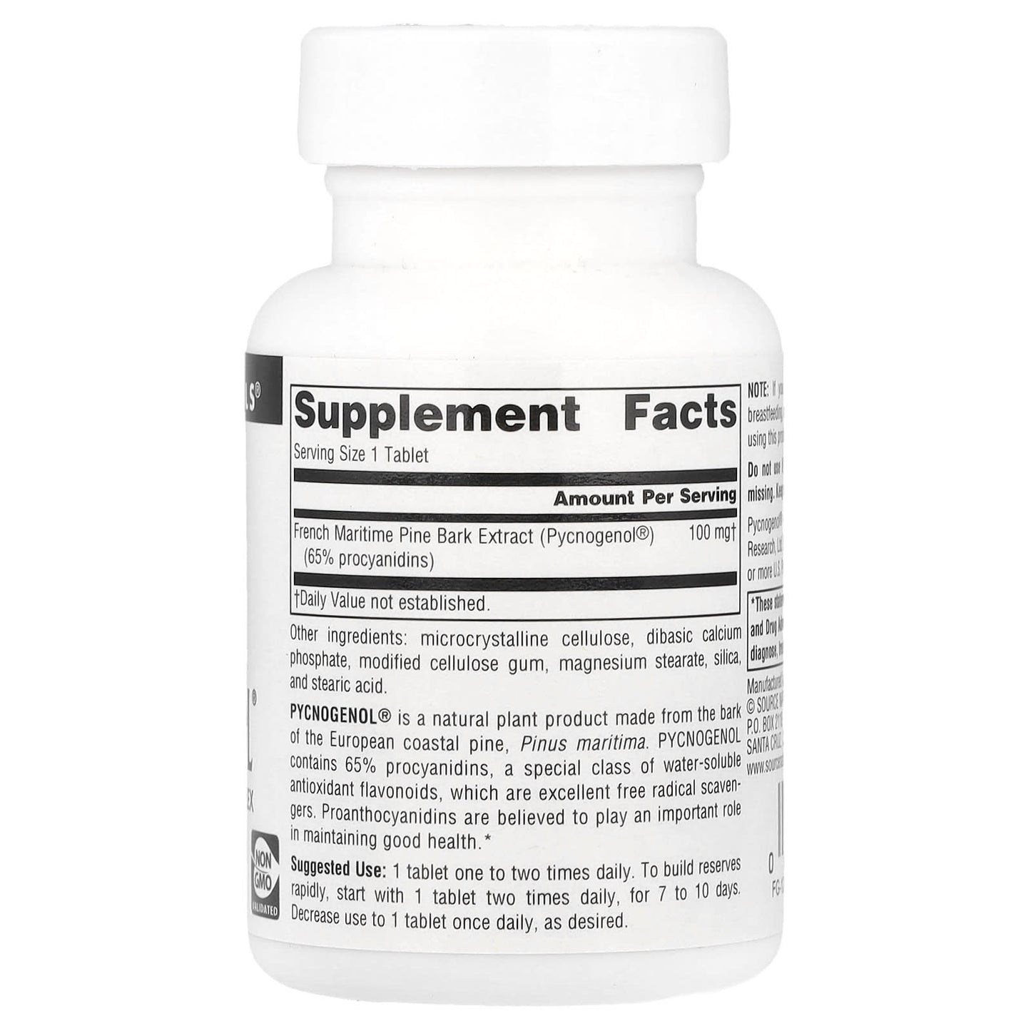 Source Naturals, Pycnogenol®, 100 mg, 60 Tablets UPC 021078003335 | Hilife Vitamins