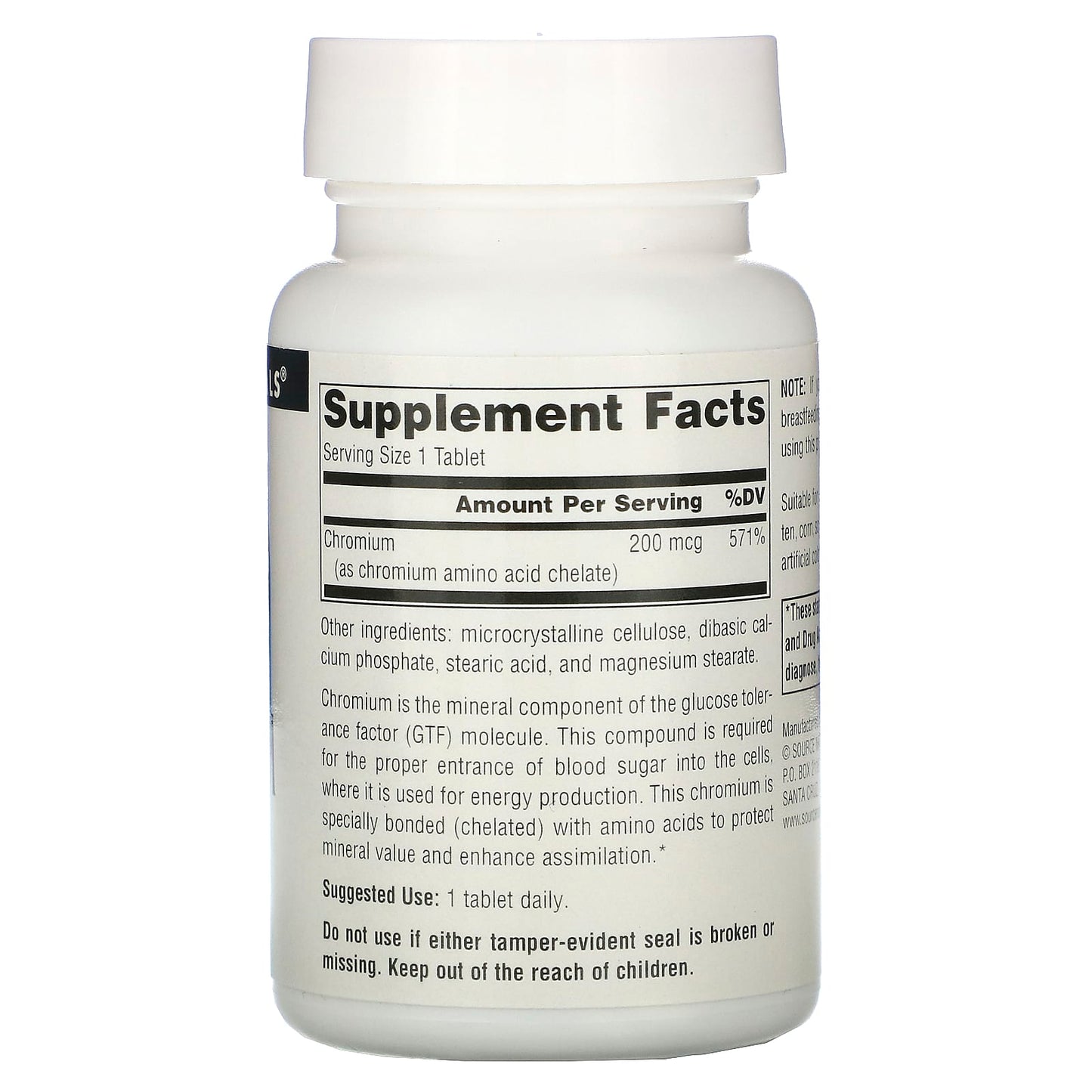 Source Naturals, Chromium 200 mcg, 250 Tablets UPC 021078003366 | Hilife Vitamins