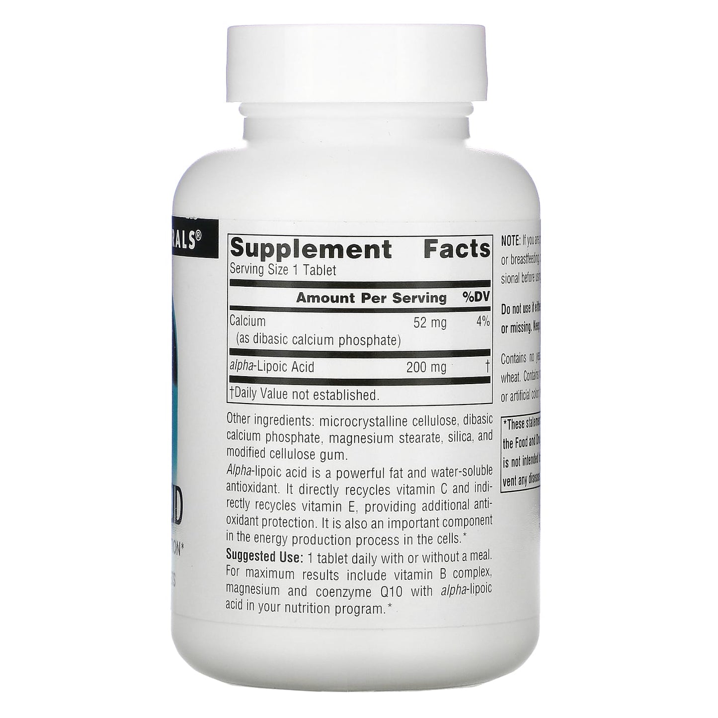 Source Naturals, Alpha Lipoic Acid 200 mg, 120 Tablets UPC 021078003960 | Hilife Vitamins