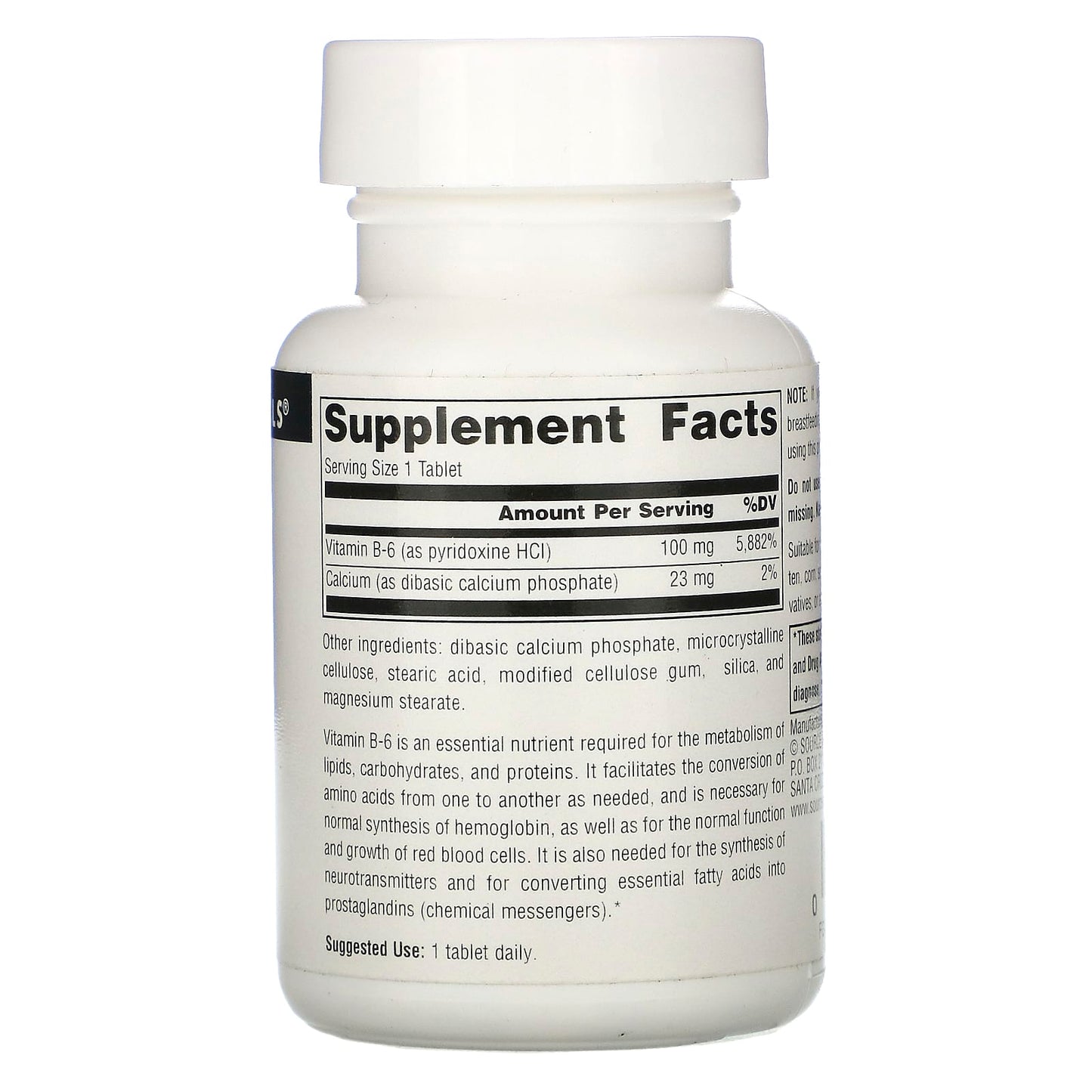 Source Naturals, Vitamin B-6 100 mg, 100 Tablets UPC 021078004134 | Hilife Vitamins
