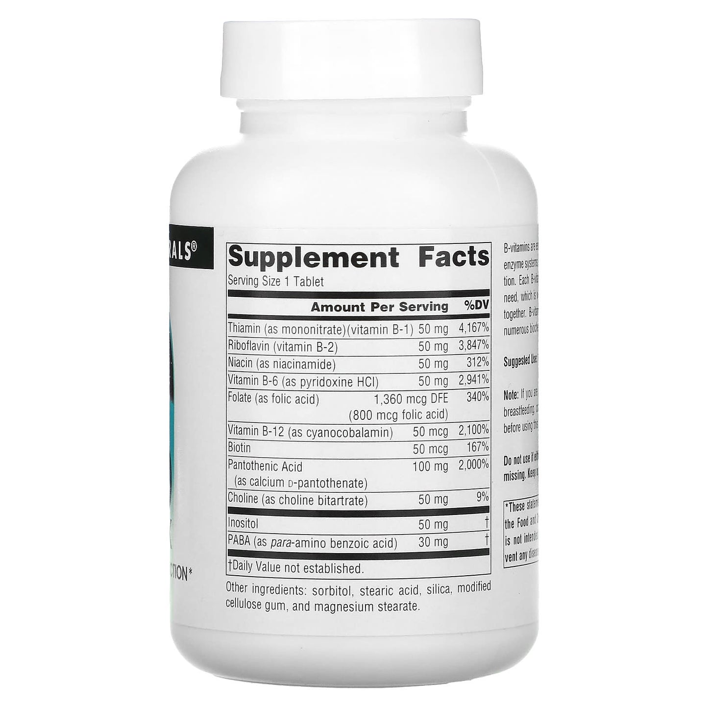 Source Naturals, Vitamin B-50 Complex 50 mg, 100 Tablets UPC 021078004219 | Hilife Vitamins
