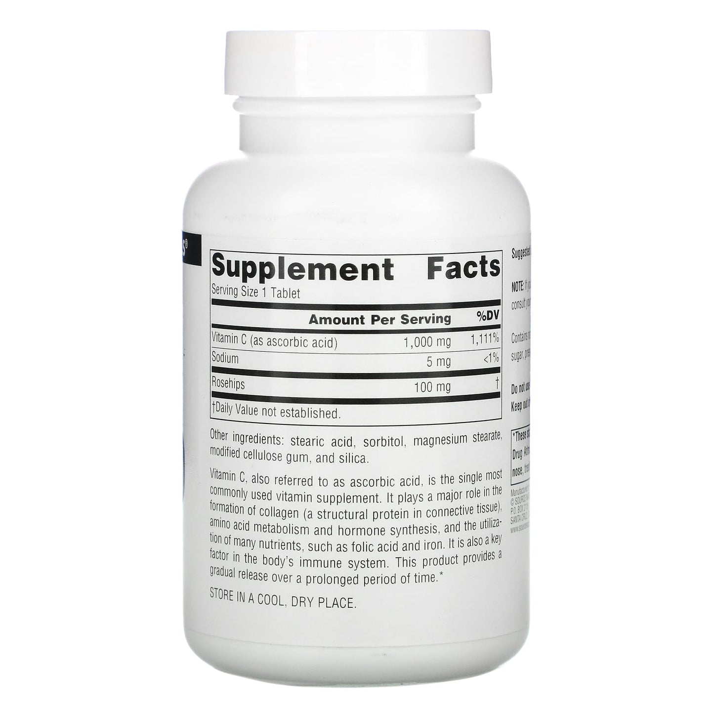 Source Naturals, C-1000 1000 mg, 100 Timed Release Tablets UPC 021078004455 | Hilife Vitamins